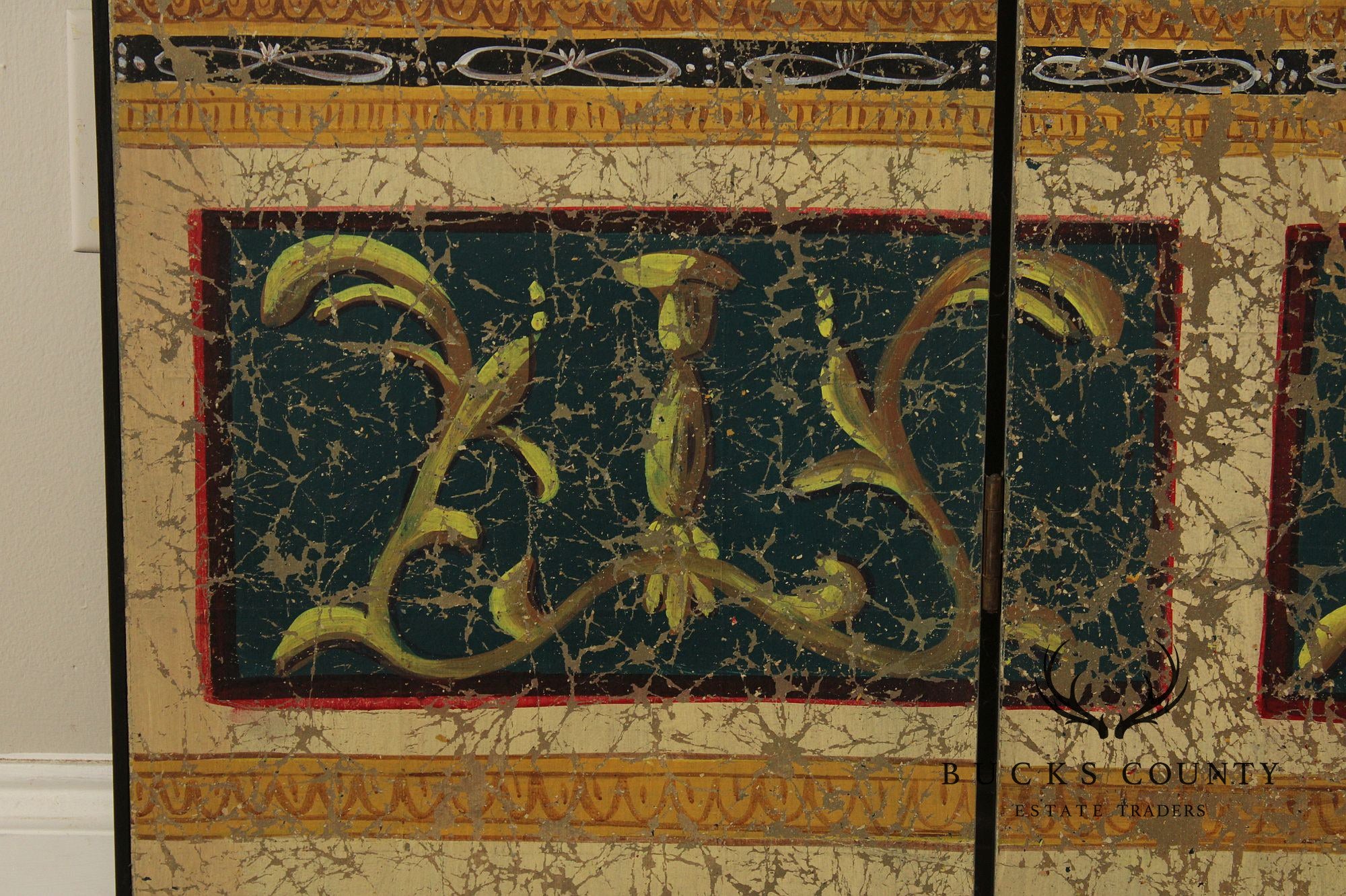 Italian Neoclassical Style Painted Four-Panel Folding Screen