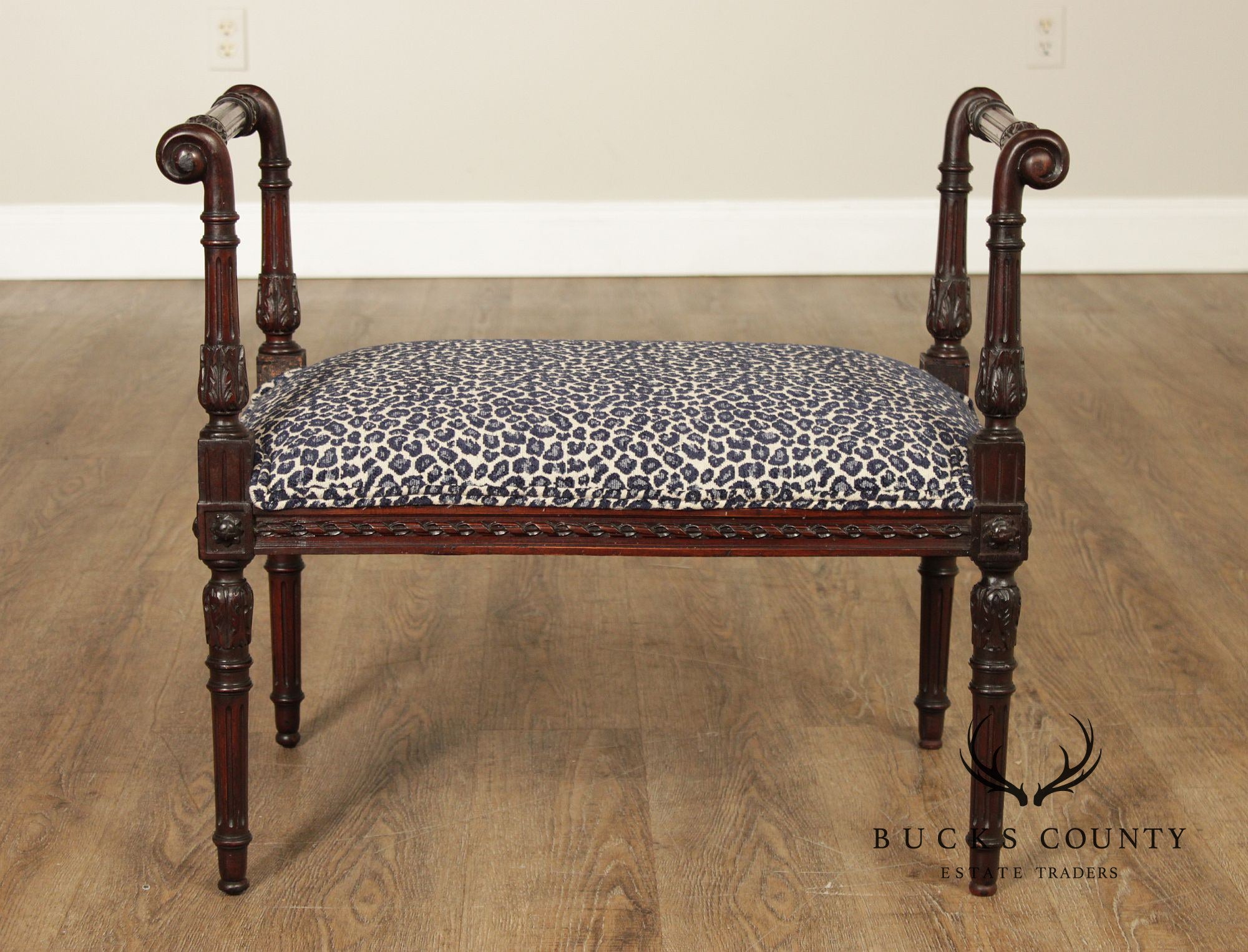 French Louis XVI Style Mahogany Vanity Bench