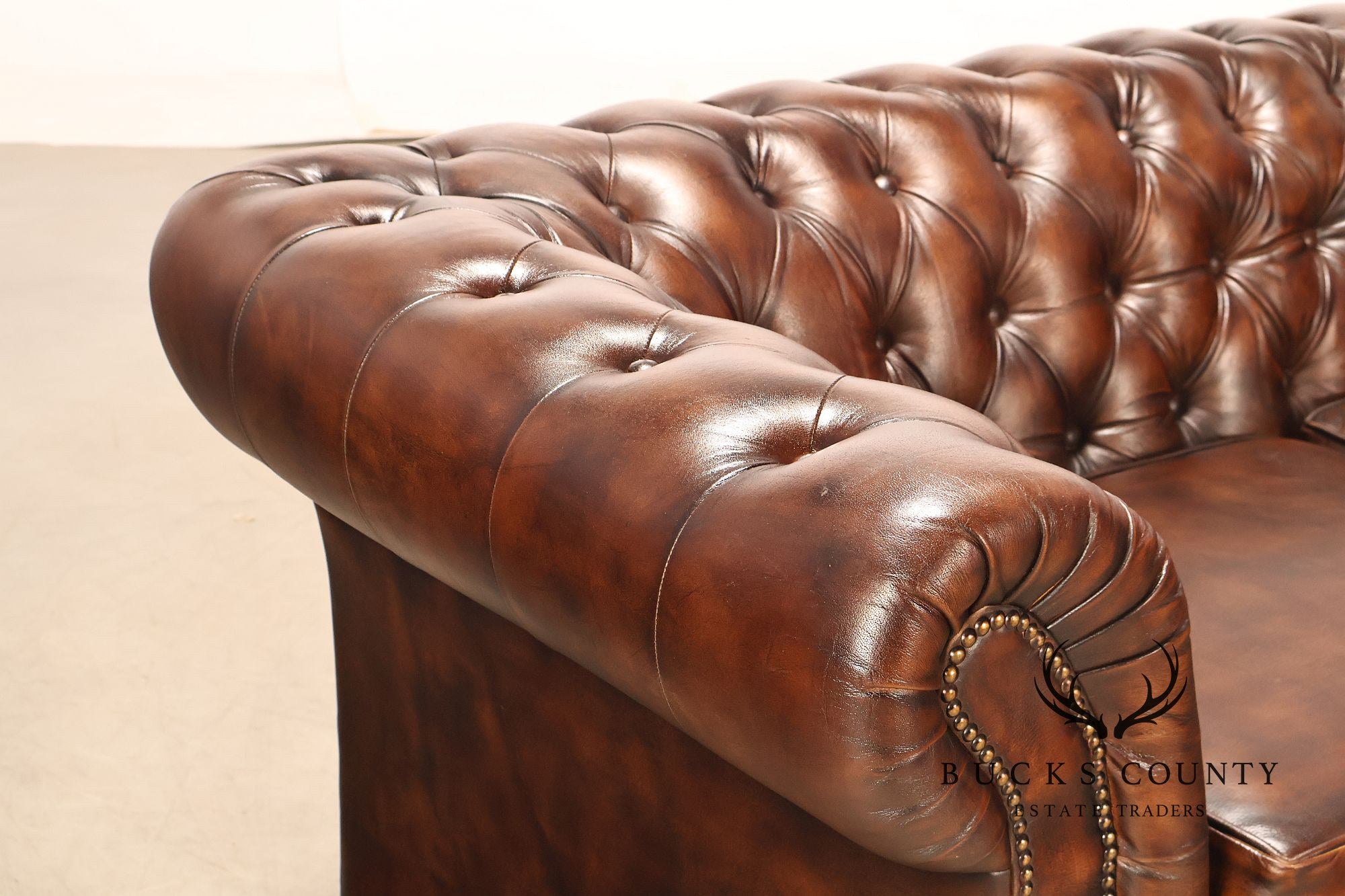 Chesterfield Style Brown Leather Sofa