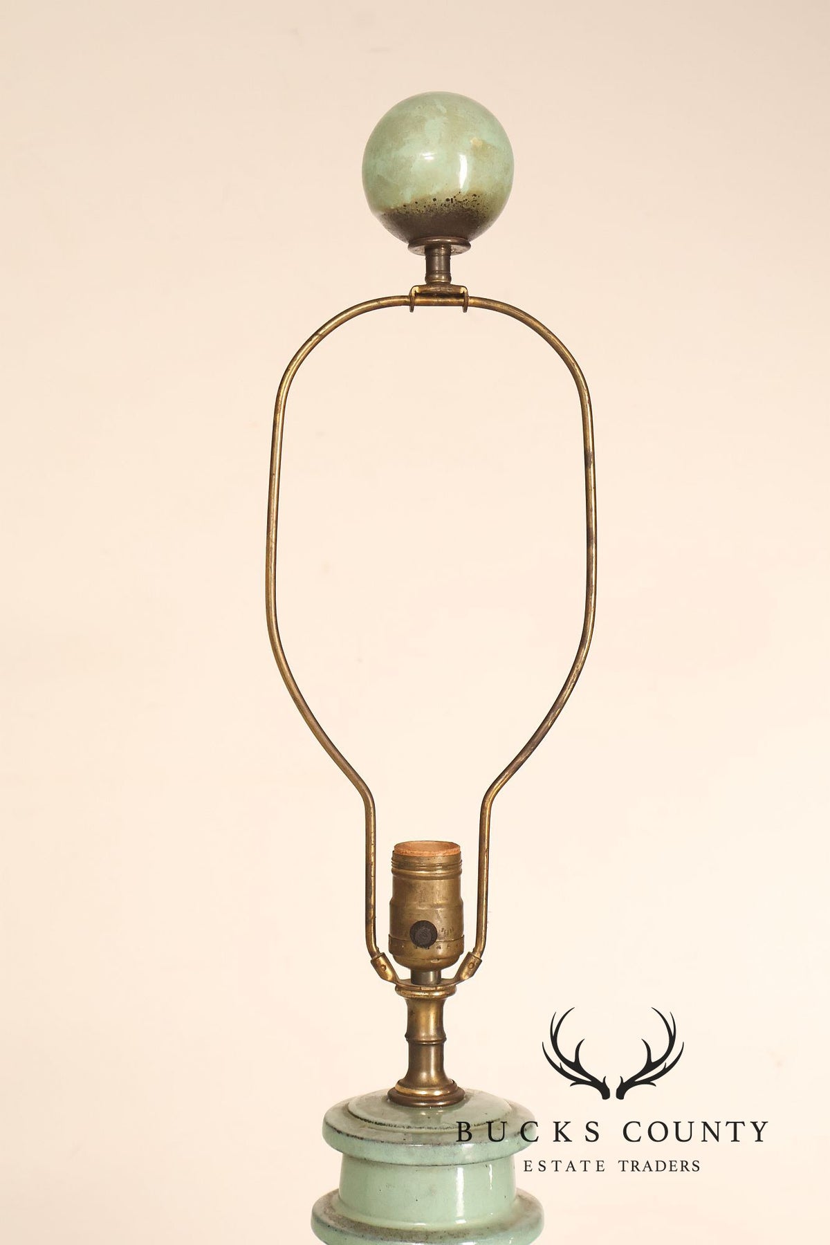 Asian Style Pair of Celadon Table Lamps