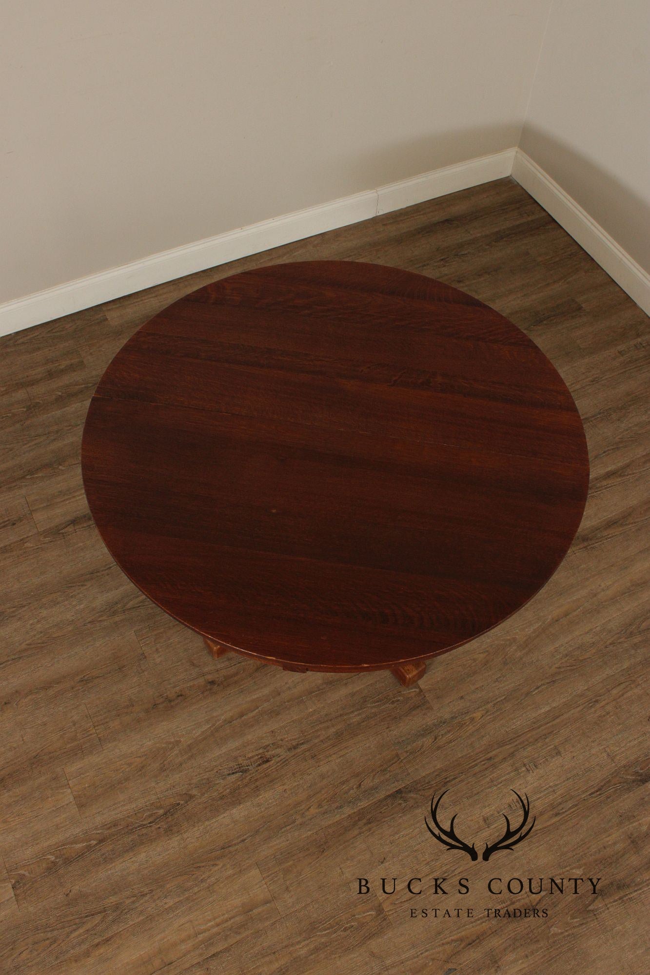 Limbert Furniture Antique Mission Oak Round Top Expandable Dining Table