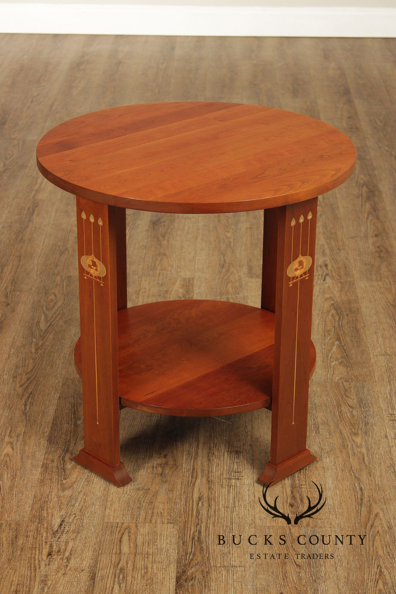 Stickley Harvey Ellis Inlaid Cherry Round Lamp Table