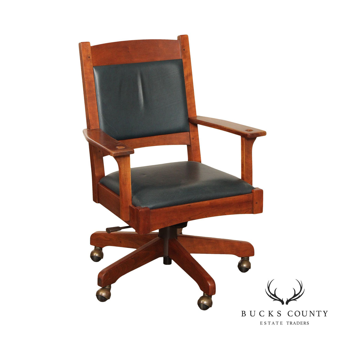 Stickley Mission Collection Cherry and Leather Swivel Tilt Desk Chair
