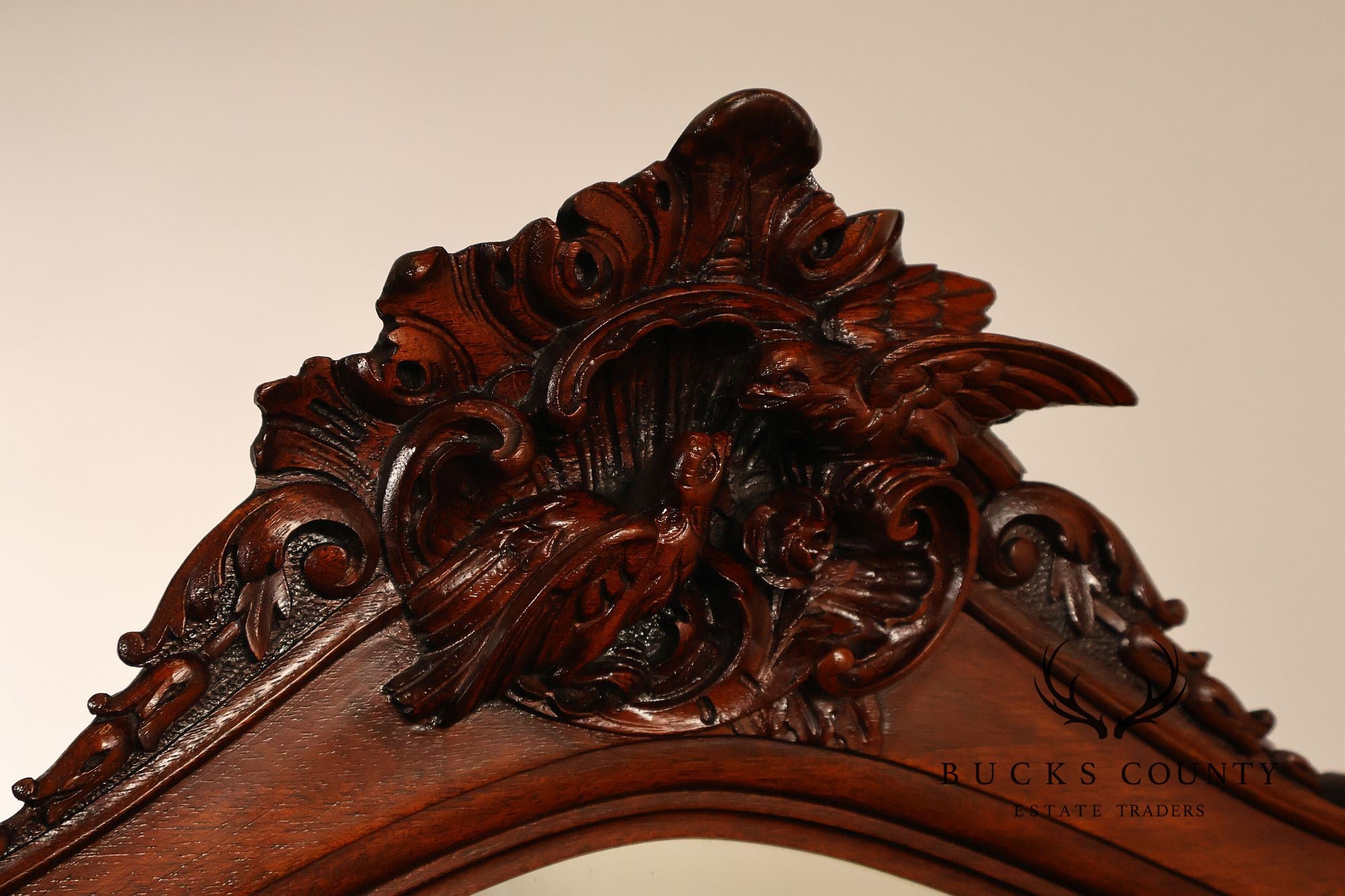 RJ Horner Antique Carved Mahogany Vanity With Mirror