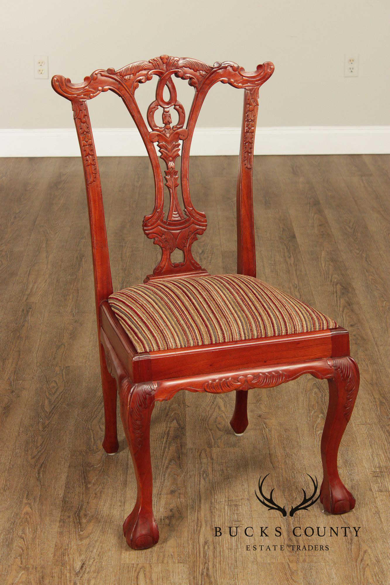 Chippendale Style Set of Four Carved Mahogany Dining Chairs