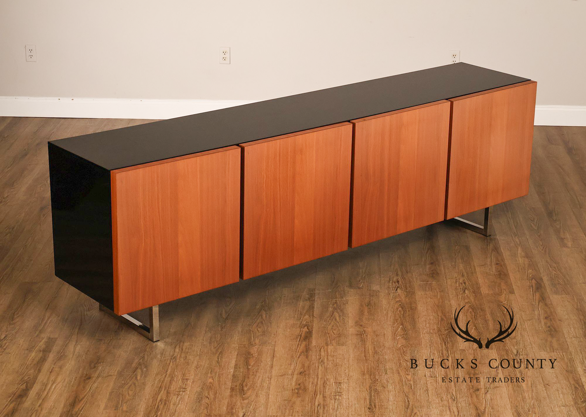 Mid Century Modern Black Top Credenza