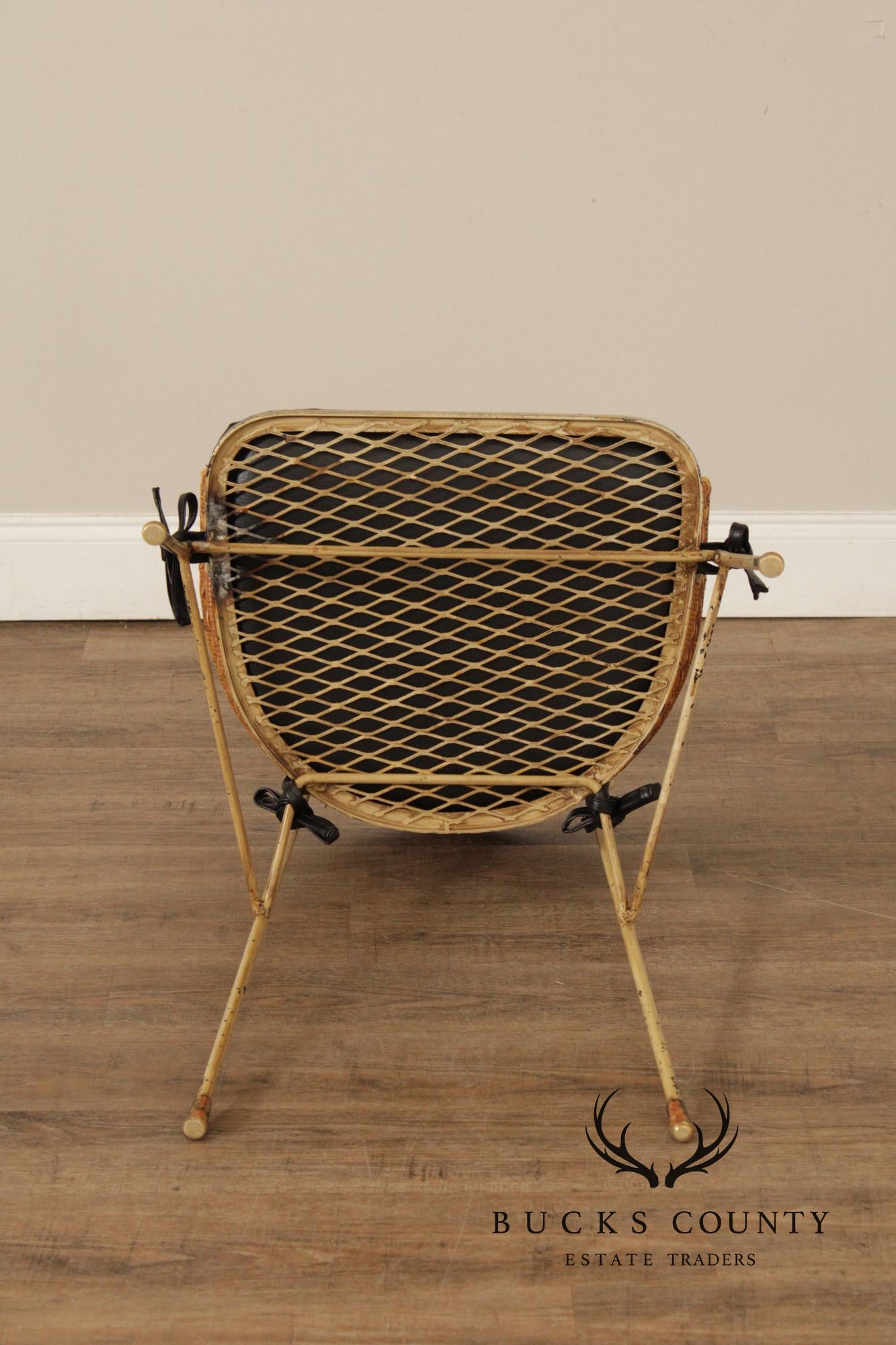 Salterini Mid Century Modern Set of Four Wicker And Iron Side Chairs