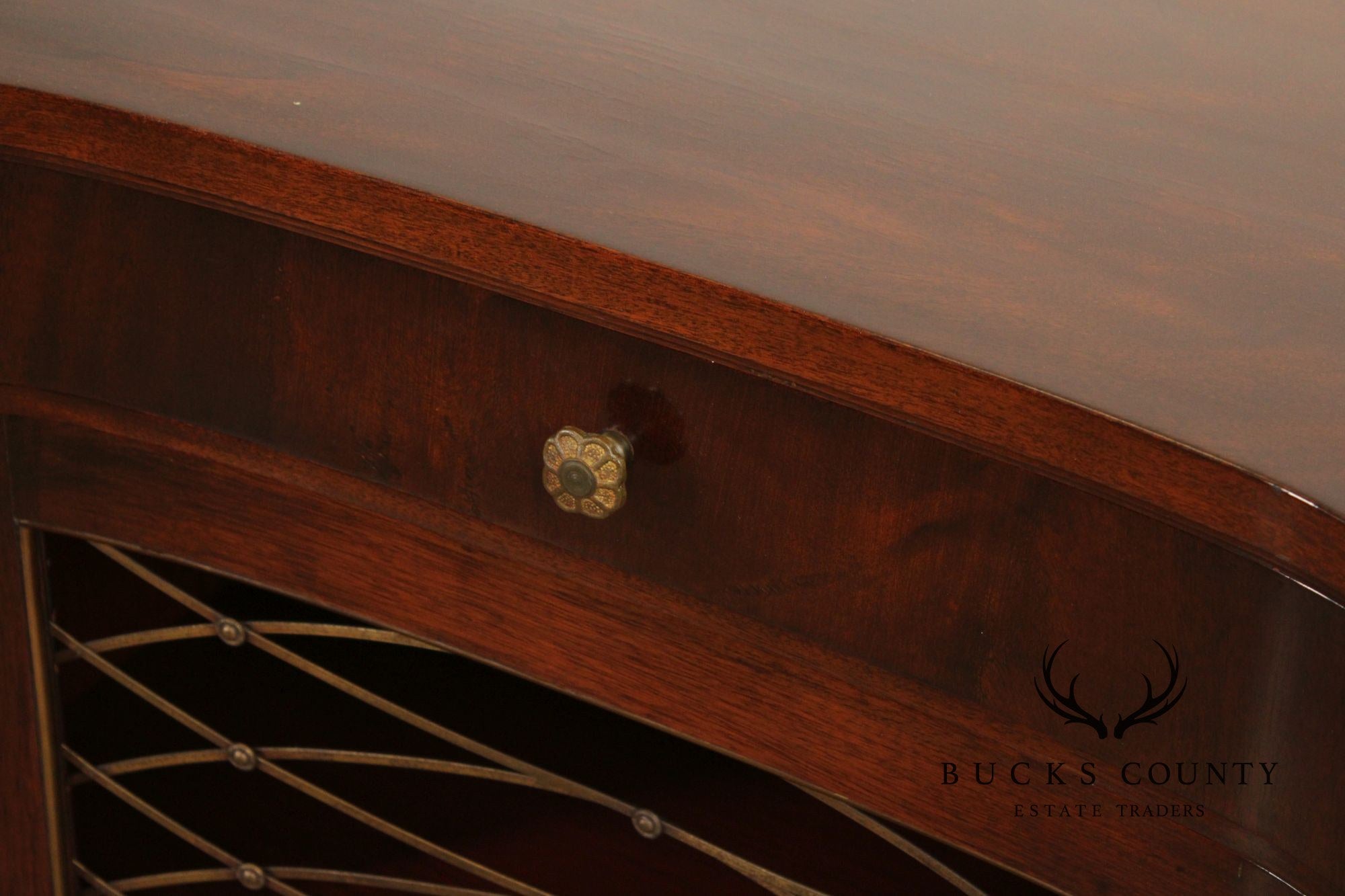 Regency Style Quality Vintage Pair of Mahogany Nightstands With Brass Accents