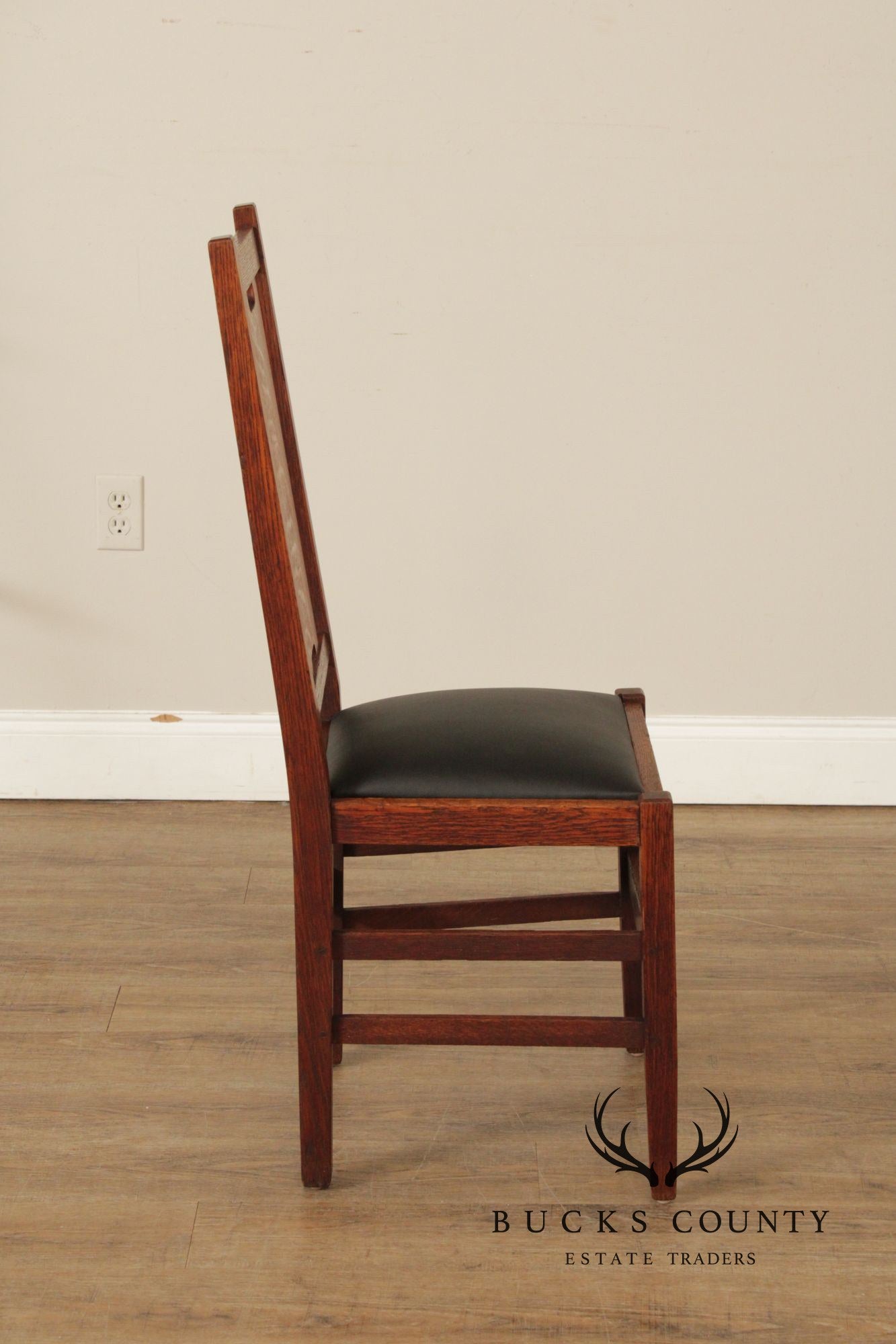 Gustav Stickey Antique Mission Oak H-Back Side Chair
