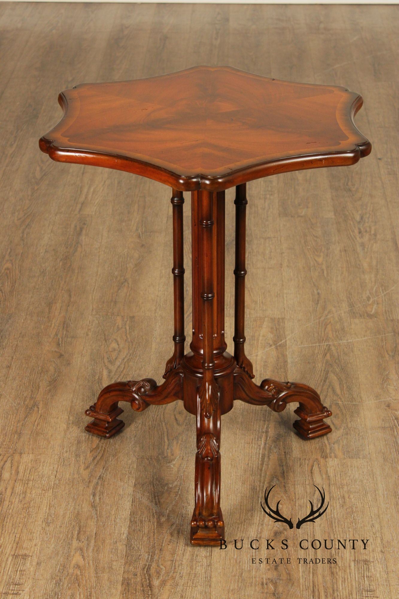 Maitland Smith Pair of Flame Mahogany Pedestal Side Tables