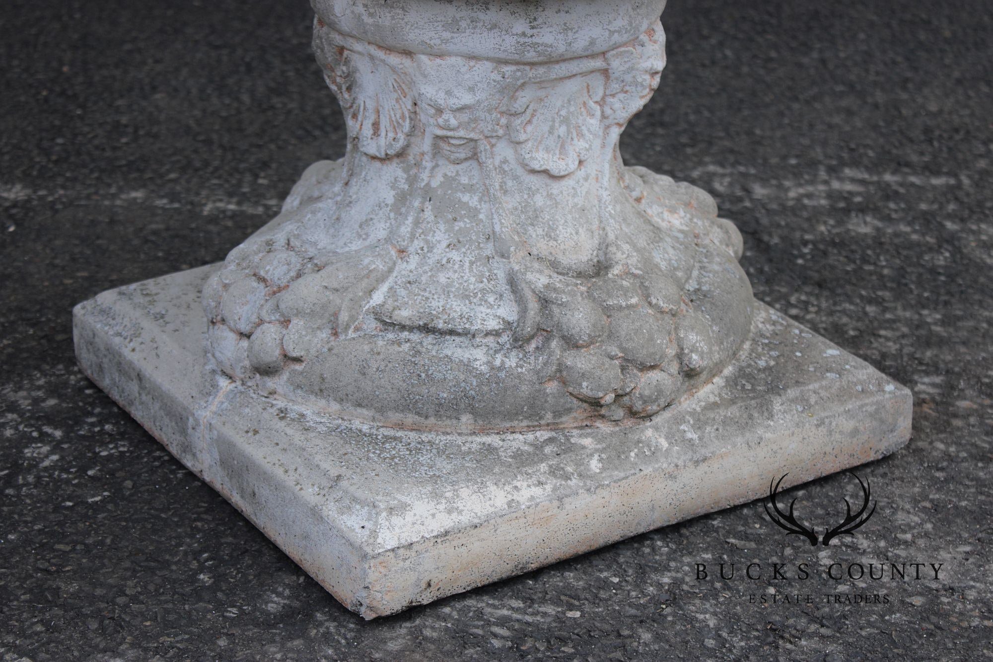 Classical Style Pair of Cast Stone Garden Urns