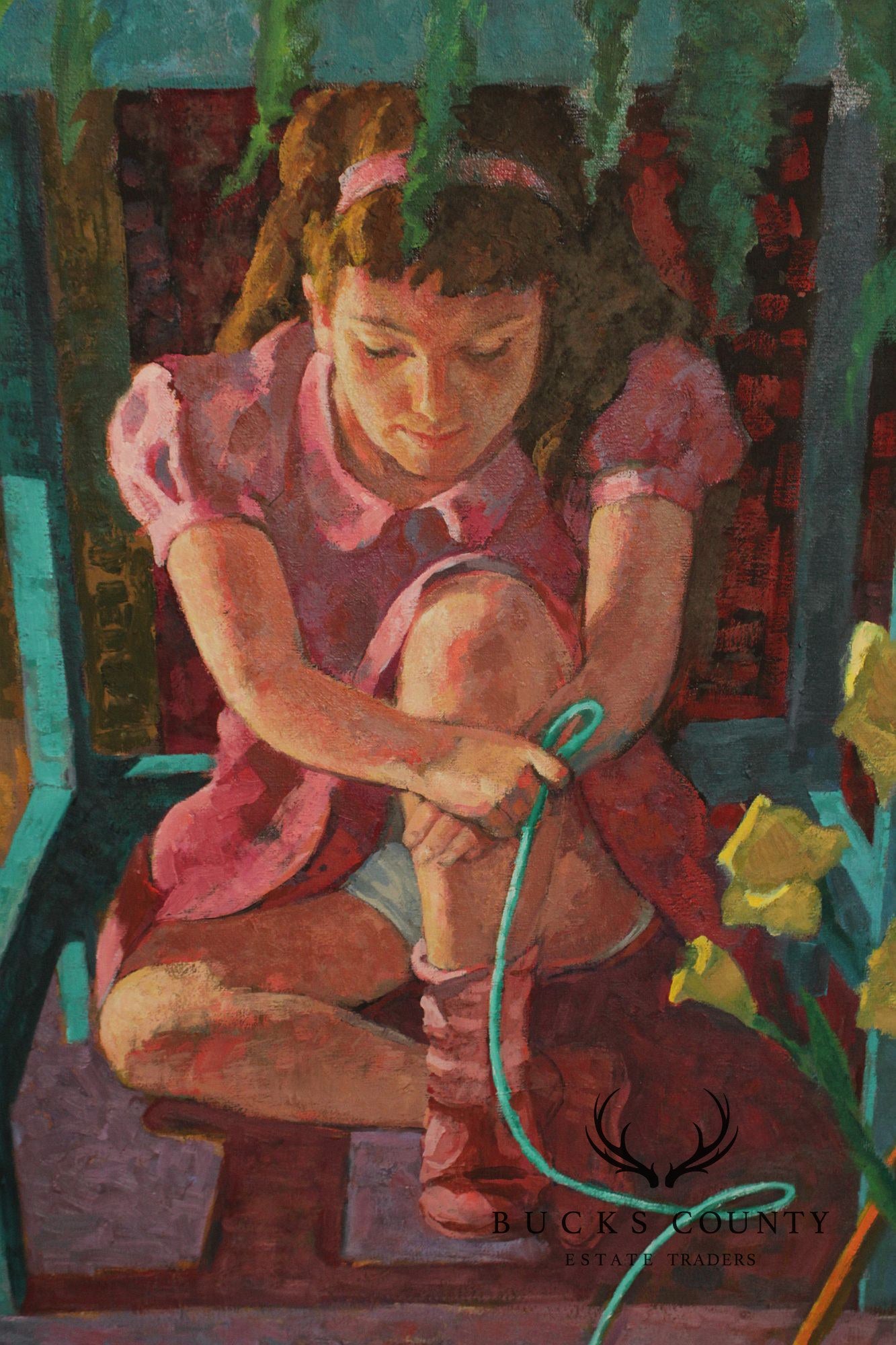 Robert Finch Oil Painting, Girl Under Fern