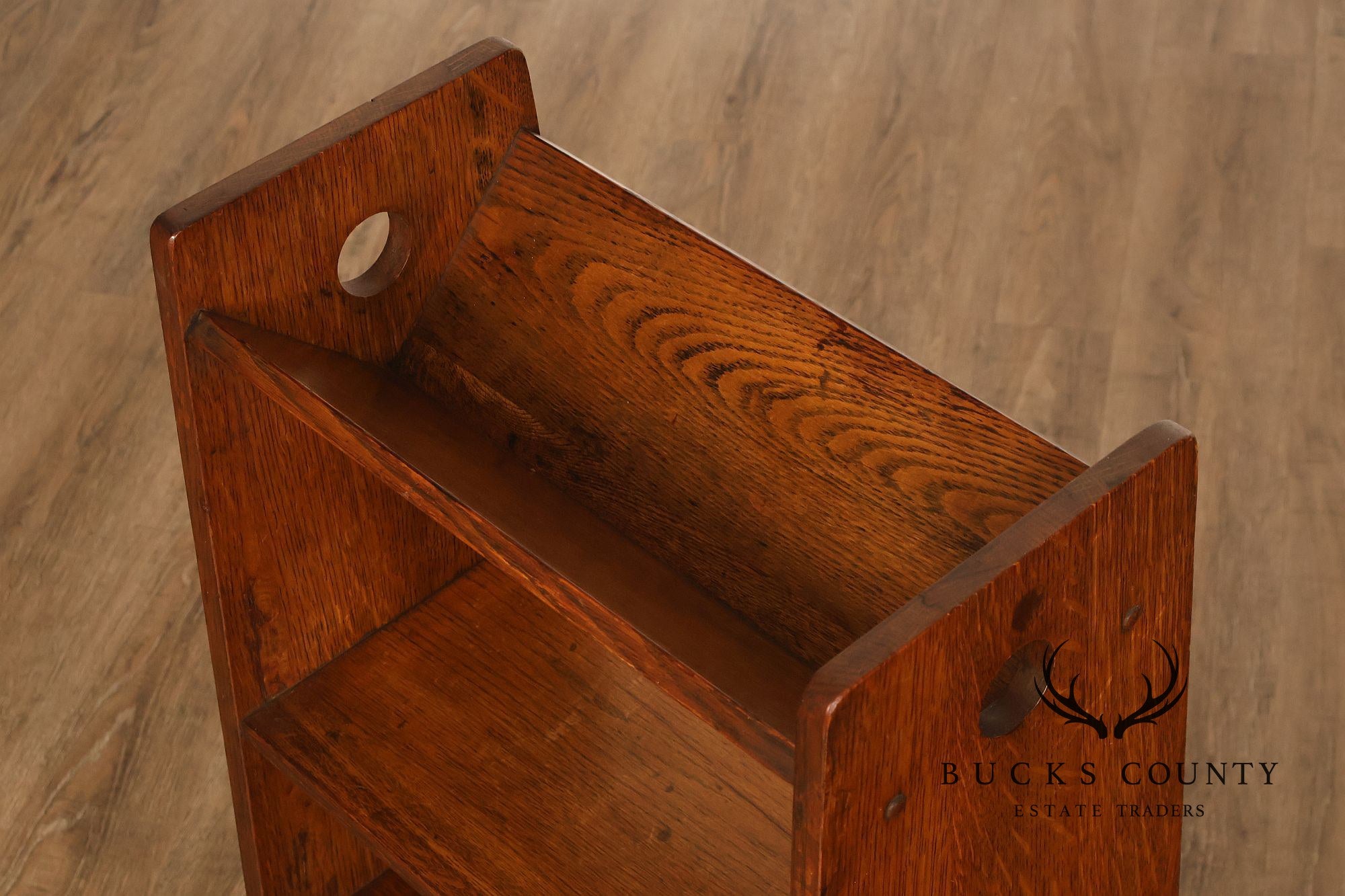 Antique Arts And Crafts Book Trough Magazine Stand