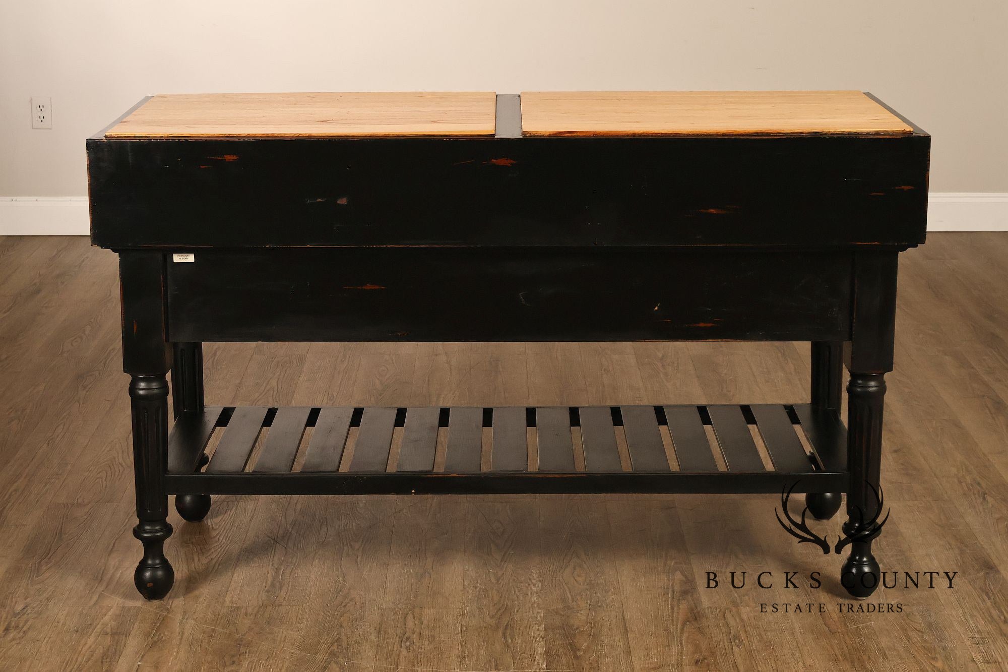 French Colonial Style Butcher Block Kitchen Island