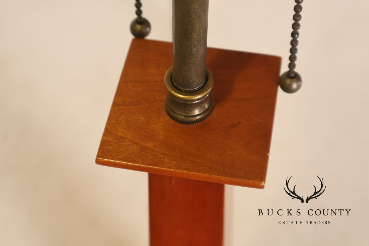 Stickley Stained Glass Shade Cherry Wood Table Lamp
