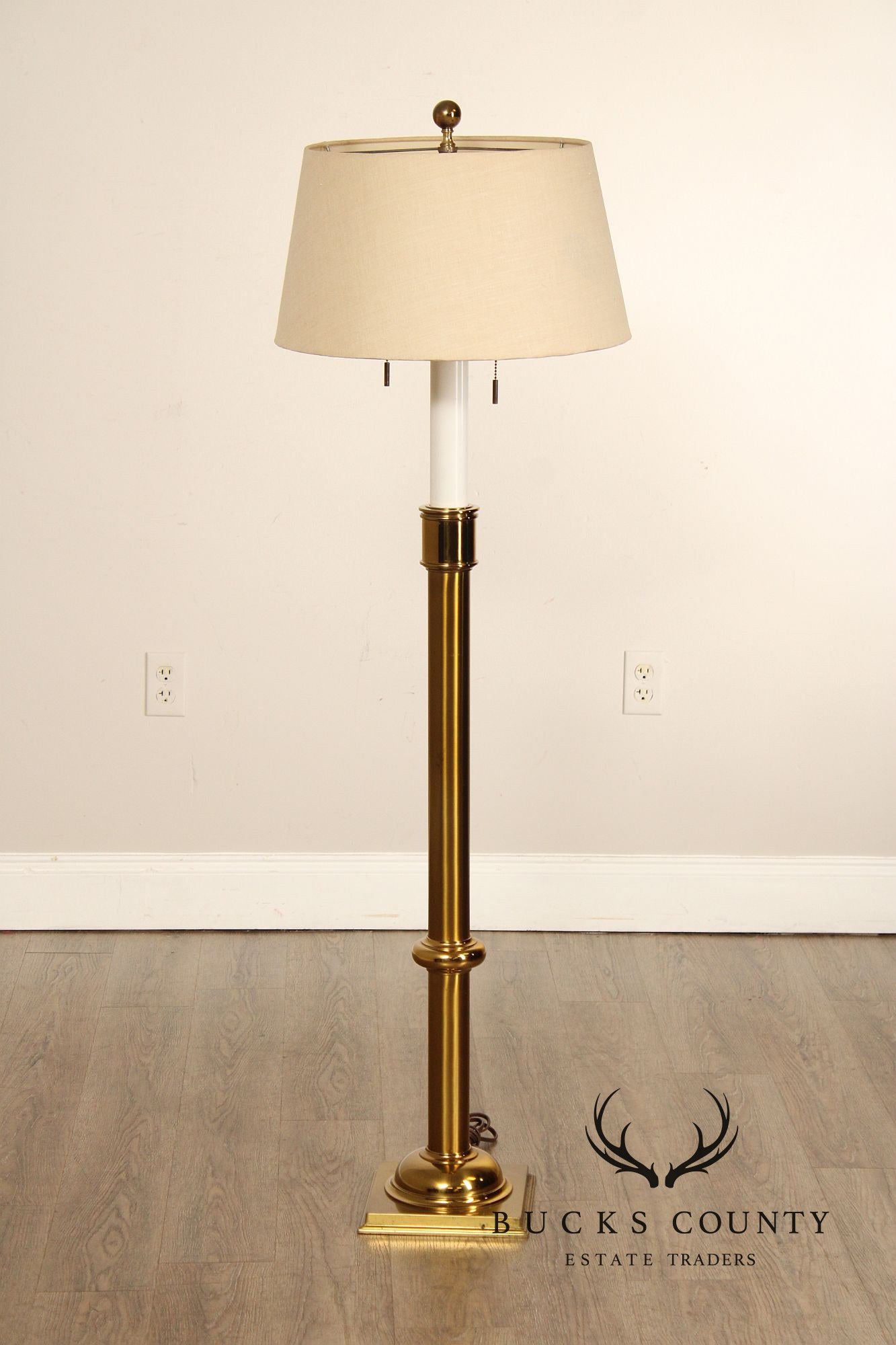 Vintage Brass Floor Lamp With Shade