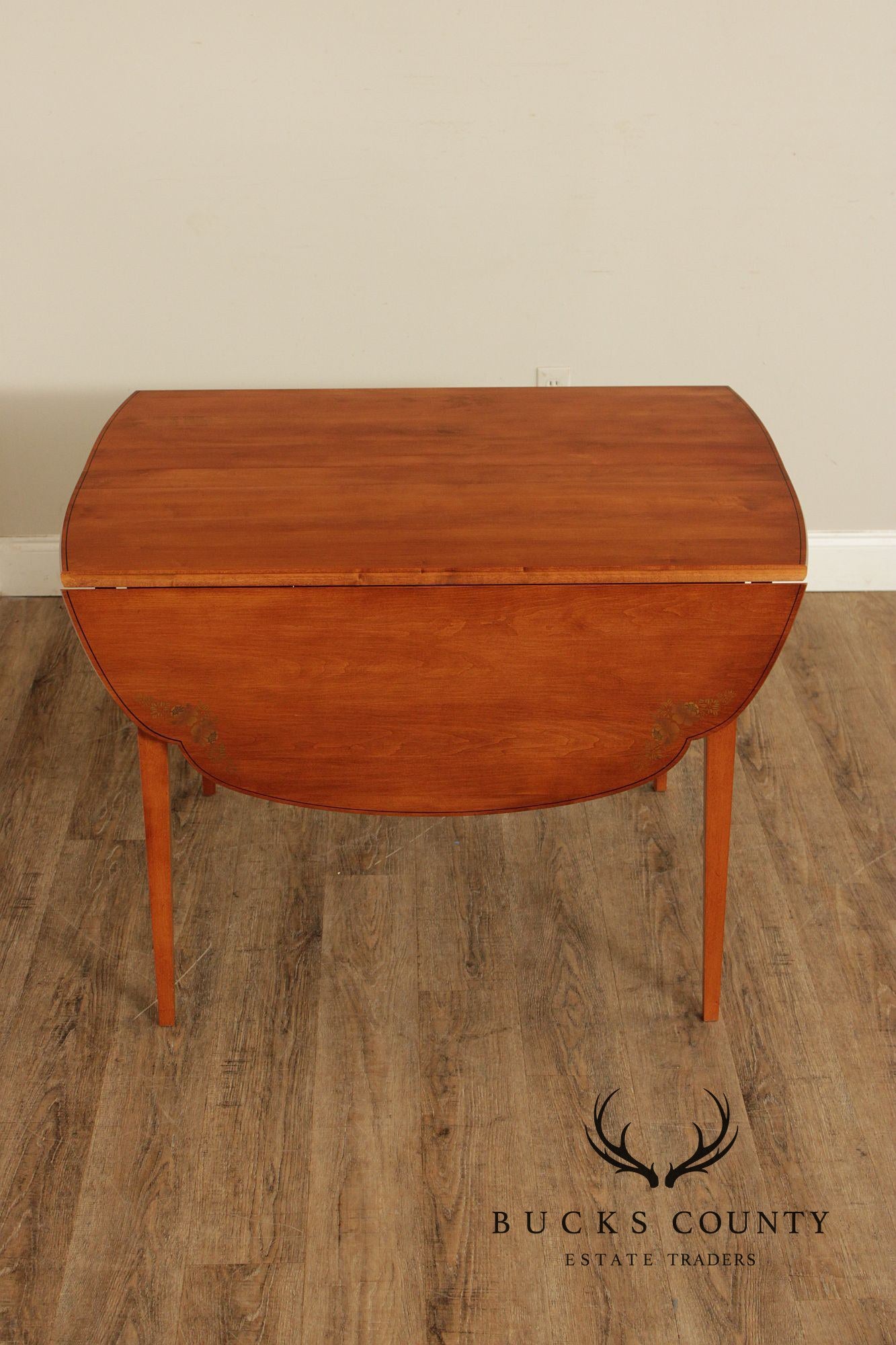 L. Hitchcock Maple Stenciled Drop Leaf Extension Dining Table