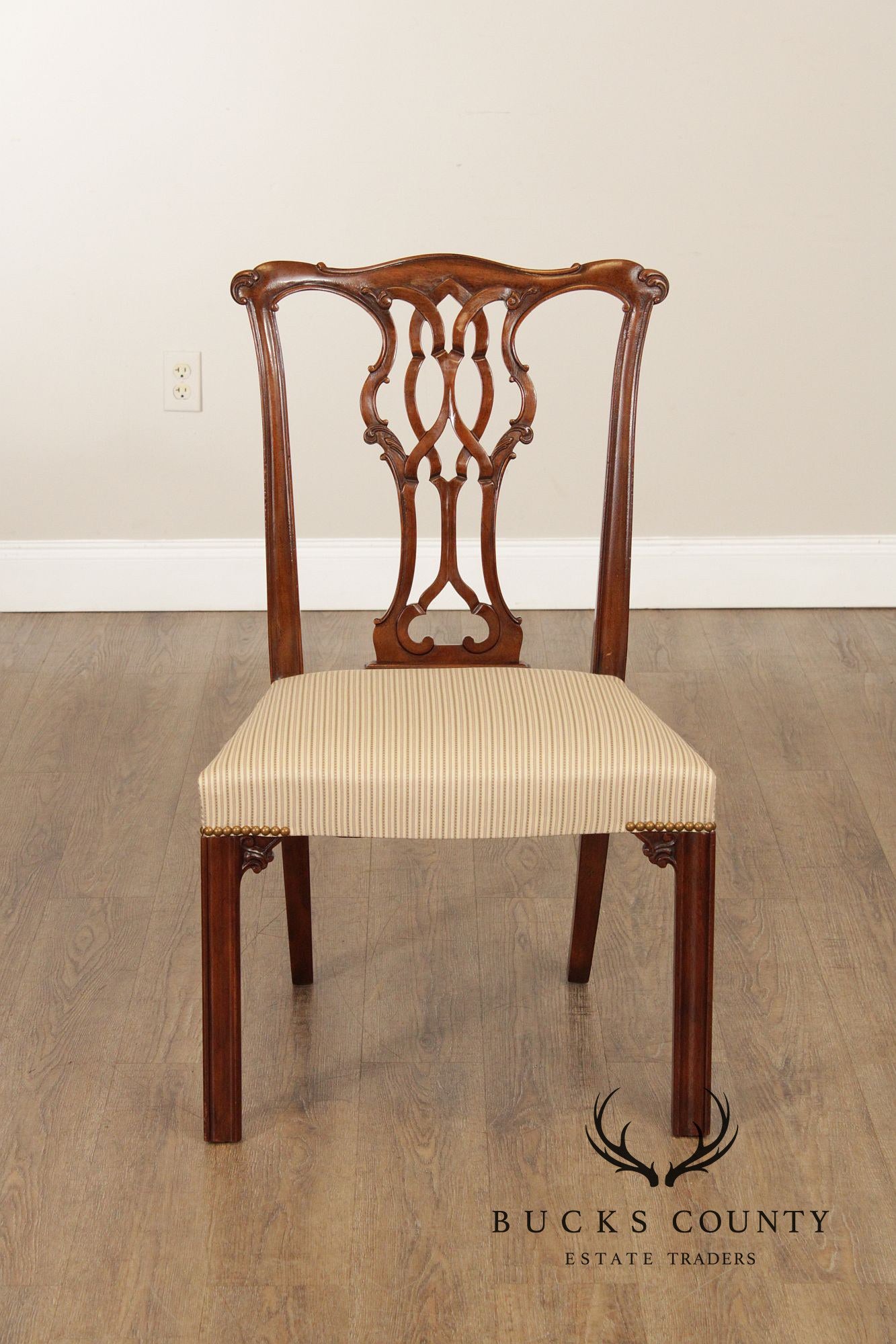 Baker Chippendale Style Set of Six Mahogany Dining Chairs