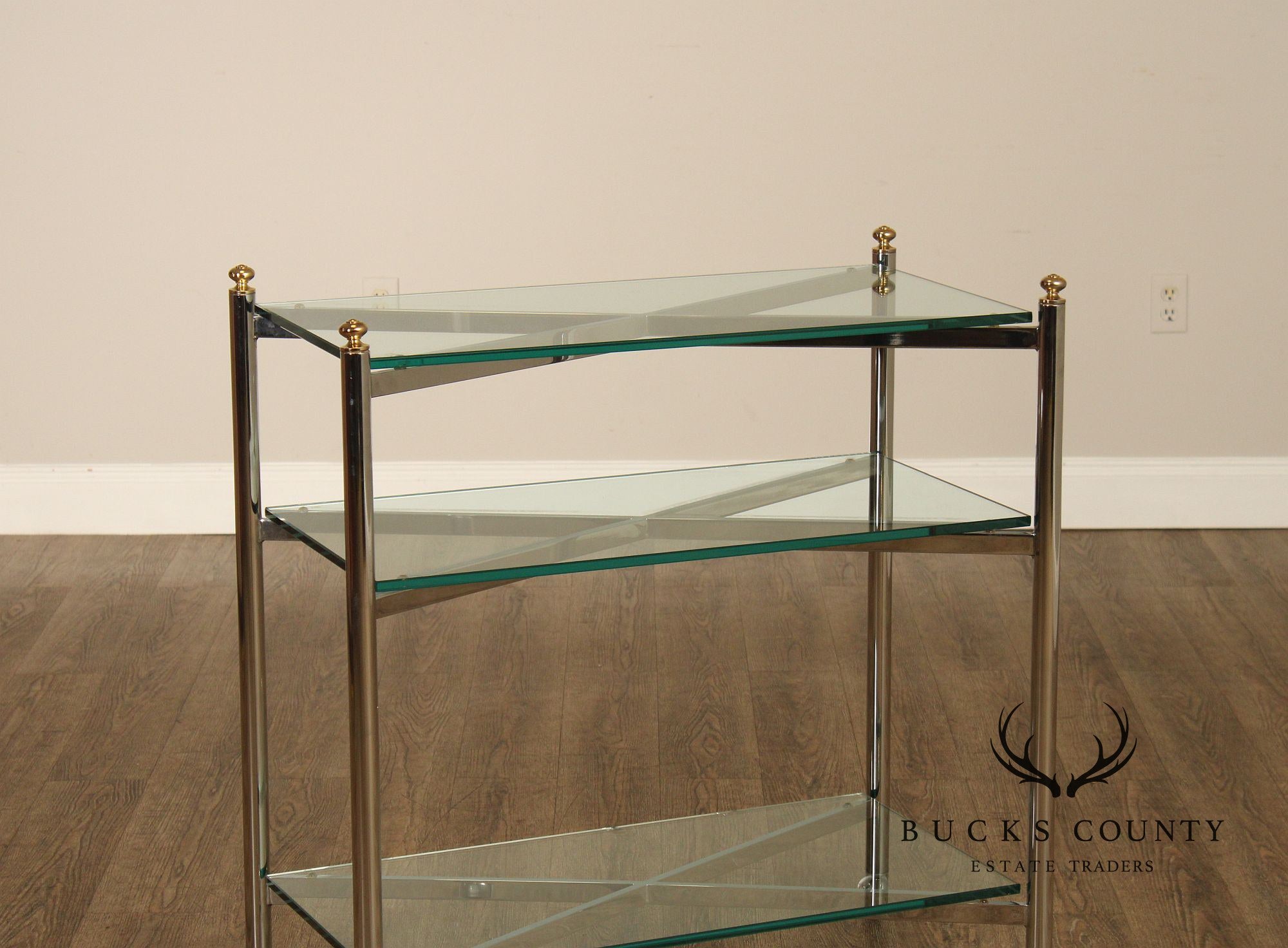 Mid Century Modern Style Chrome & Glass Cart