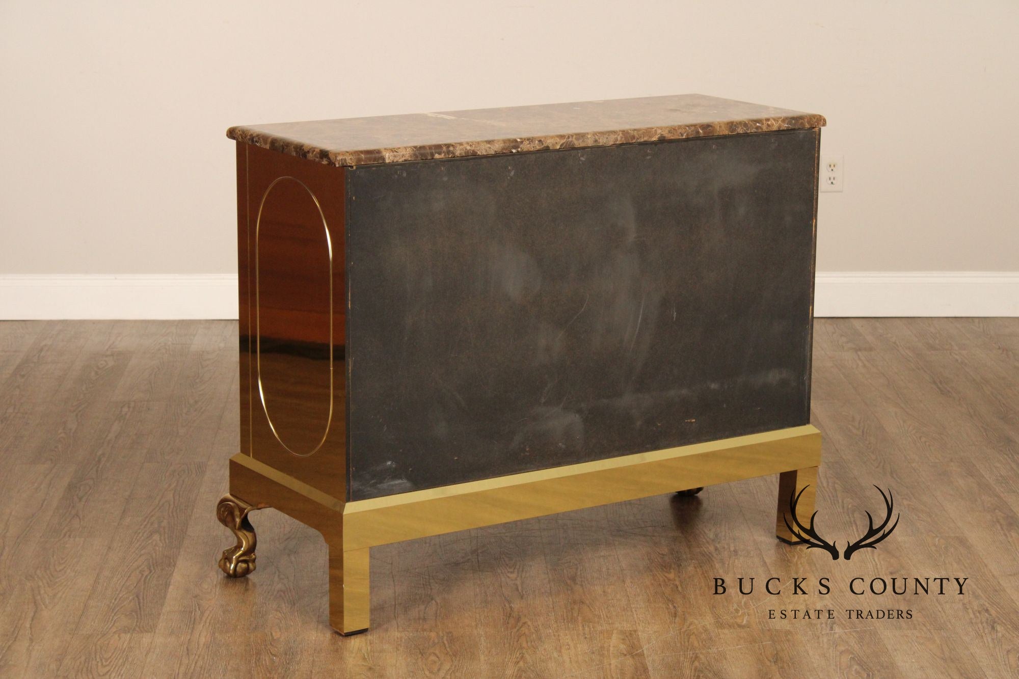 Harden Hollywood Regency Marble Top Brass Chest of Drawers