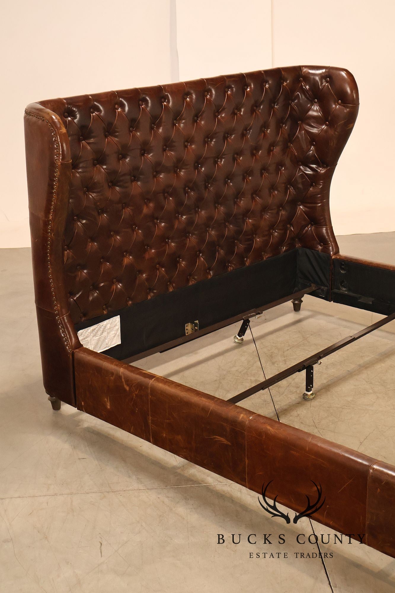Restoration Hardware 'Churchill' Tufted Leather Queen Bed