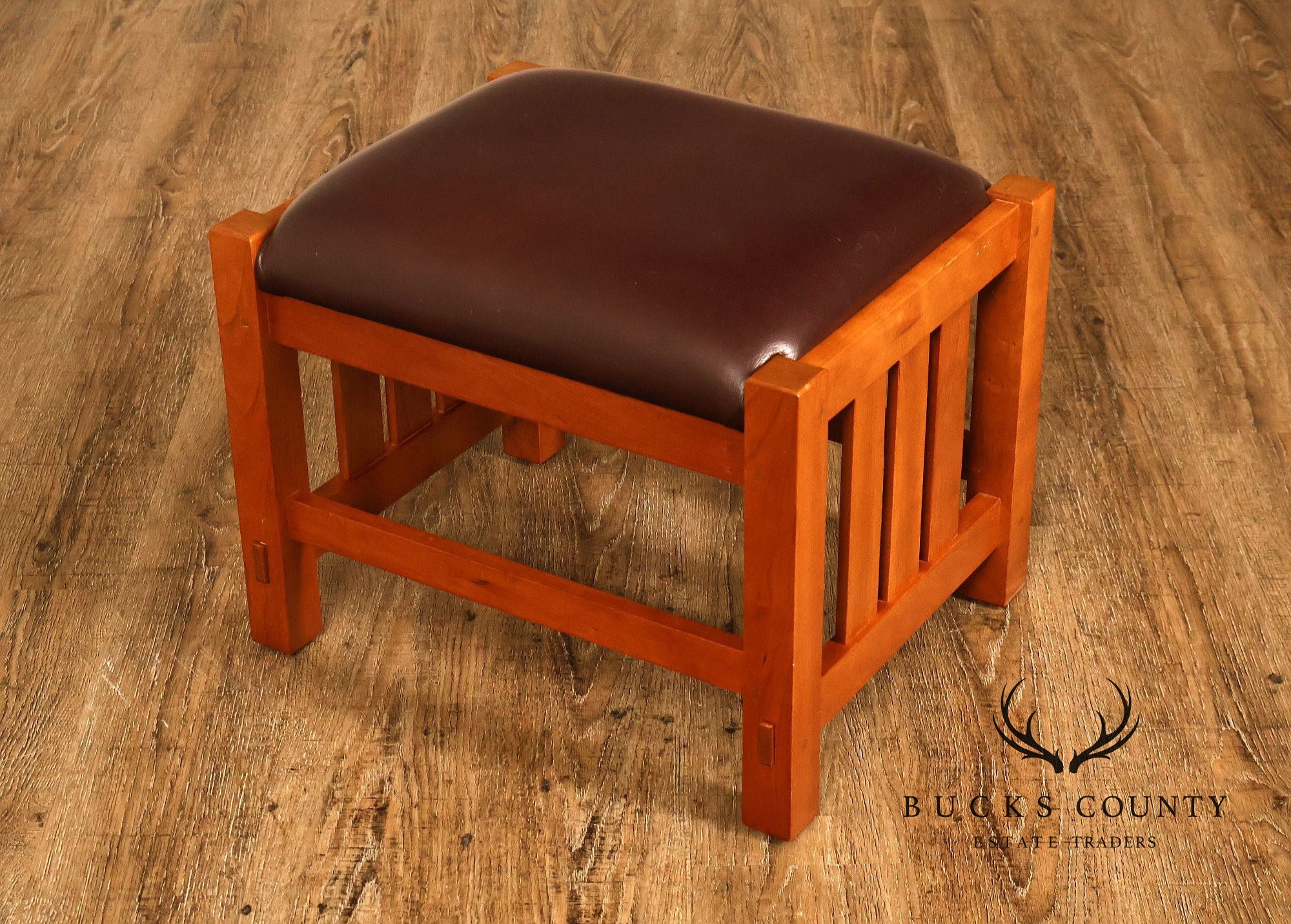 Stickley Mission Collection Cherry and Leather Footstool
