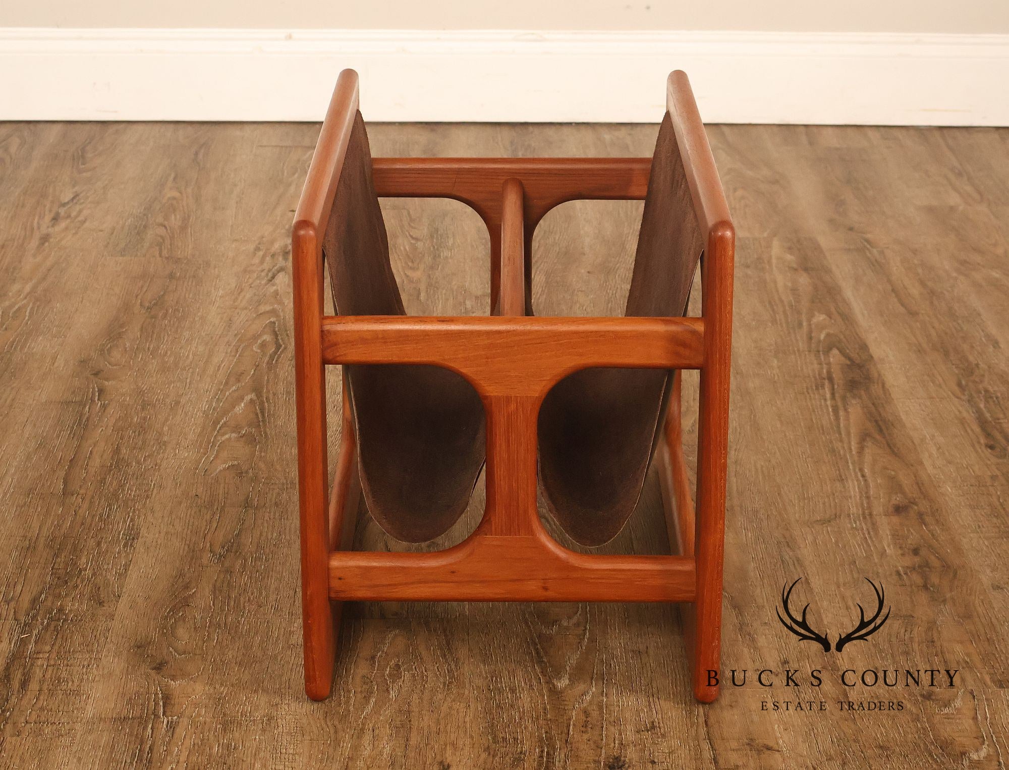 Salin Møbler Danish Modern Teak and Leather Magazine Rack