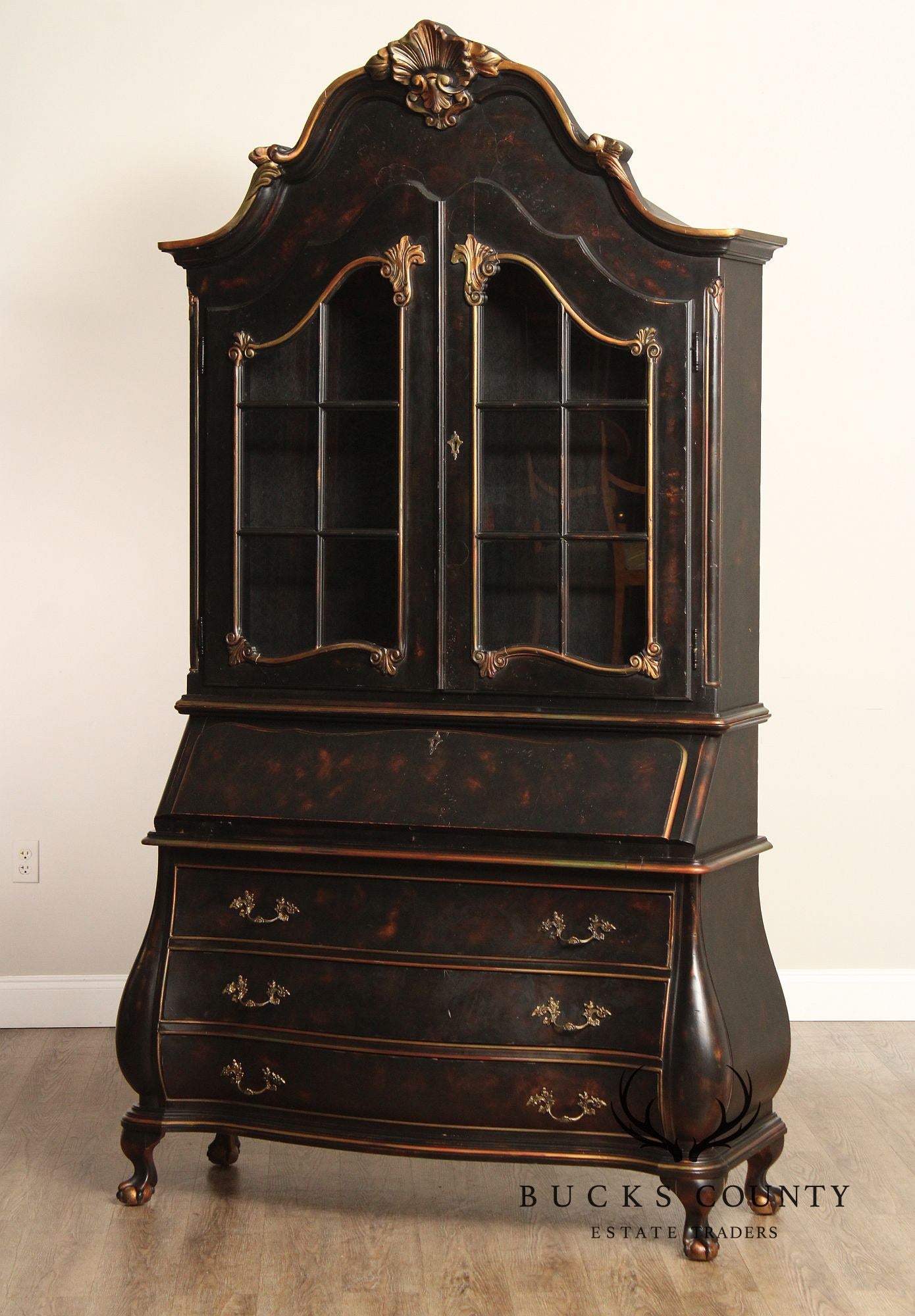 Hekman Italian Rococo Style Bombe Secretary Writing Desk
