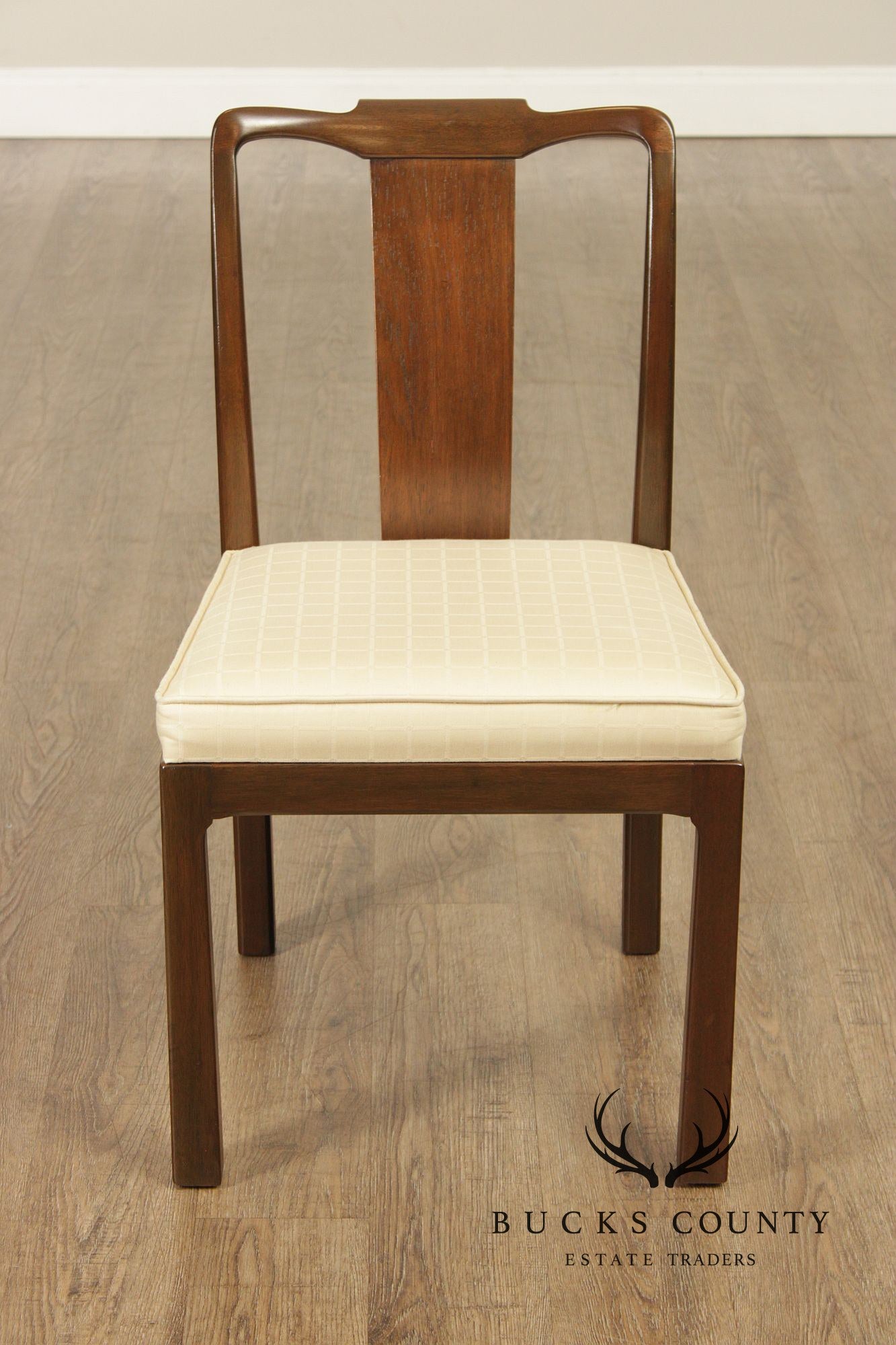 Mid Century Asian Influenced Set of Six Mahogany Dining Chairs