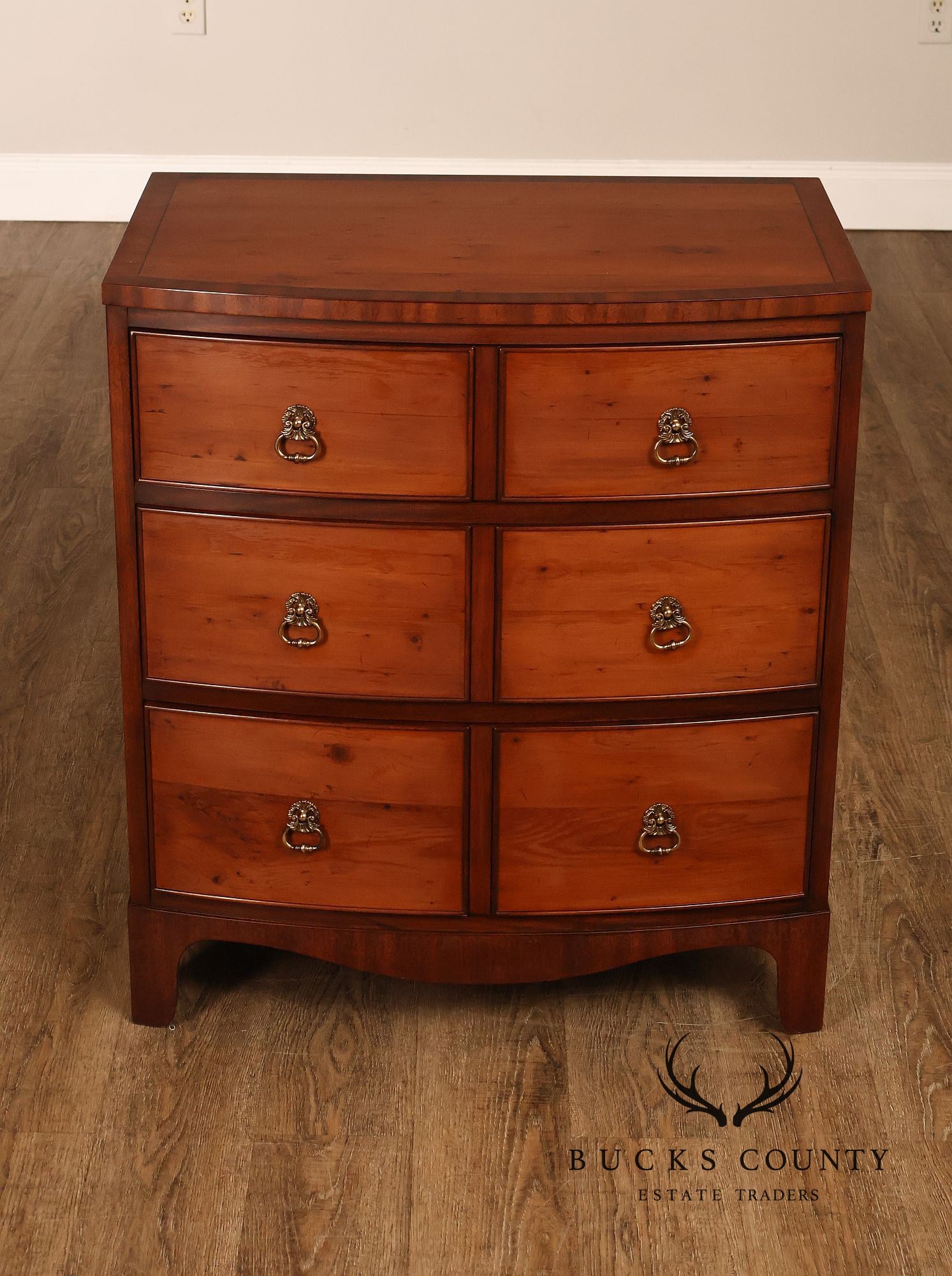 Henkel Harris Mahogany And Yew Wood Bow Front Chest Of Drawers