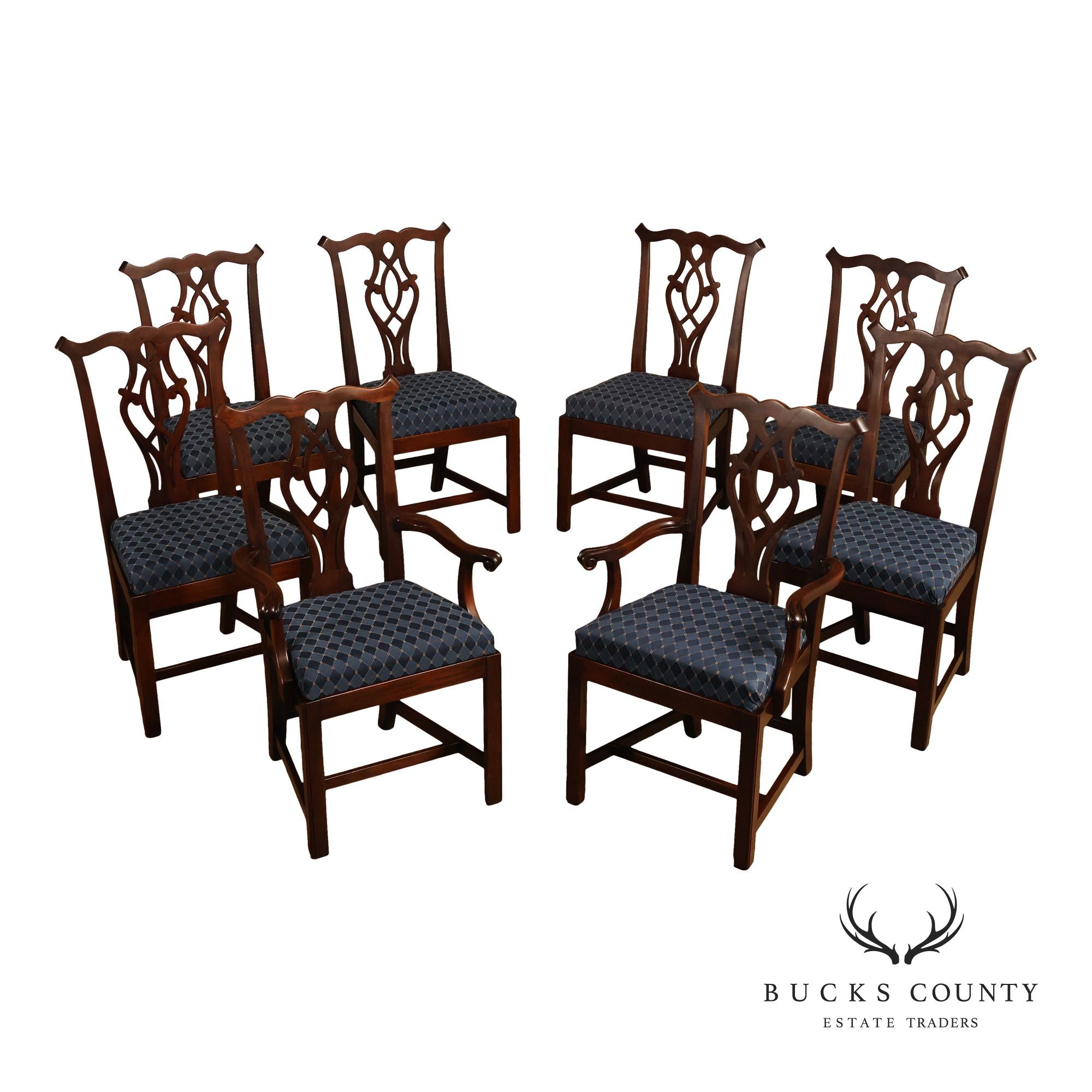Pennsylvania House Chippendale Style Mahogany Set of 8 Dining Chairs