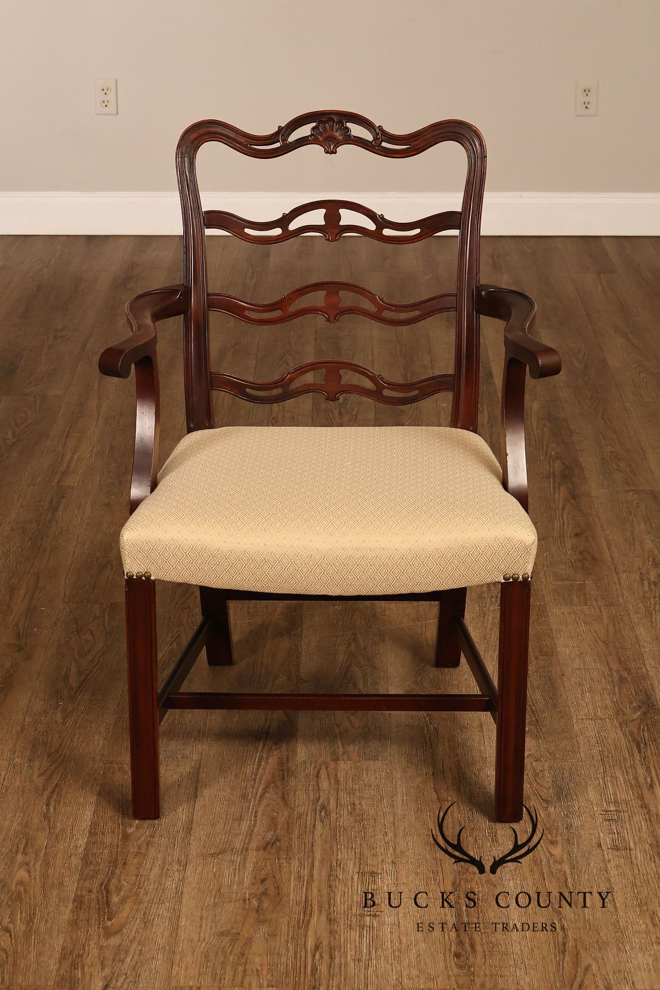 Chippendale Style Set of Eight Mahogany Ladder Back Dining Chairs