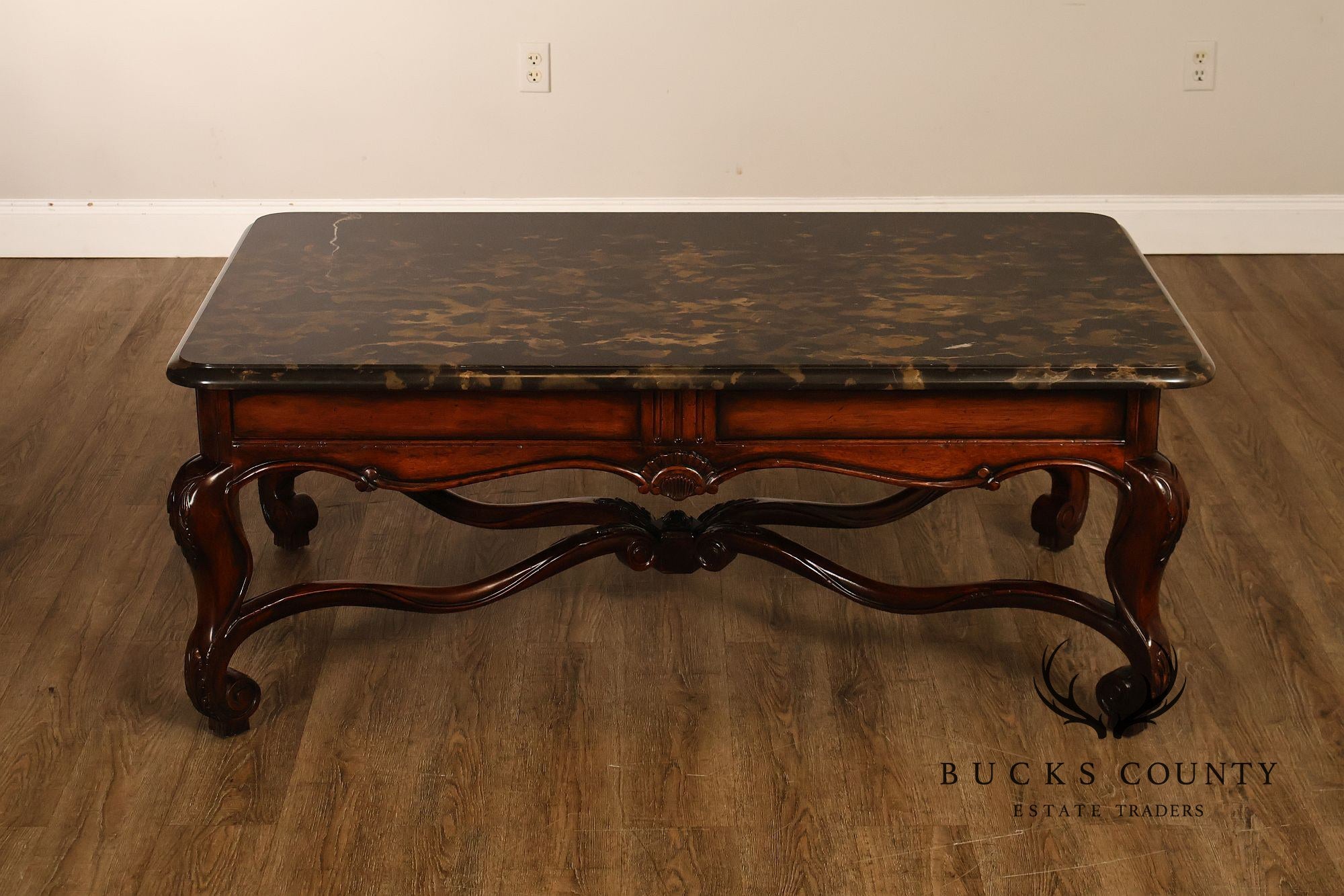 Henredon Carlyle Collection Louis XV Style Marble Top Cocktail Table