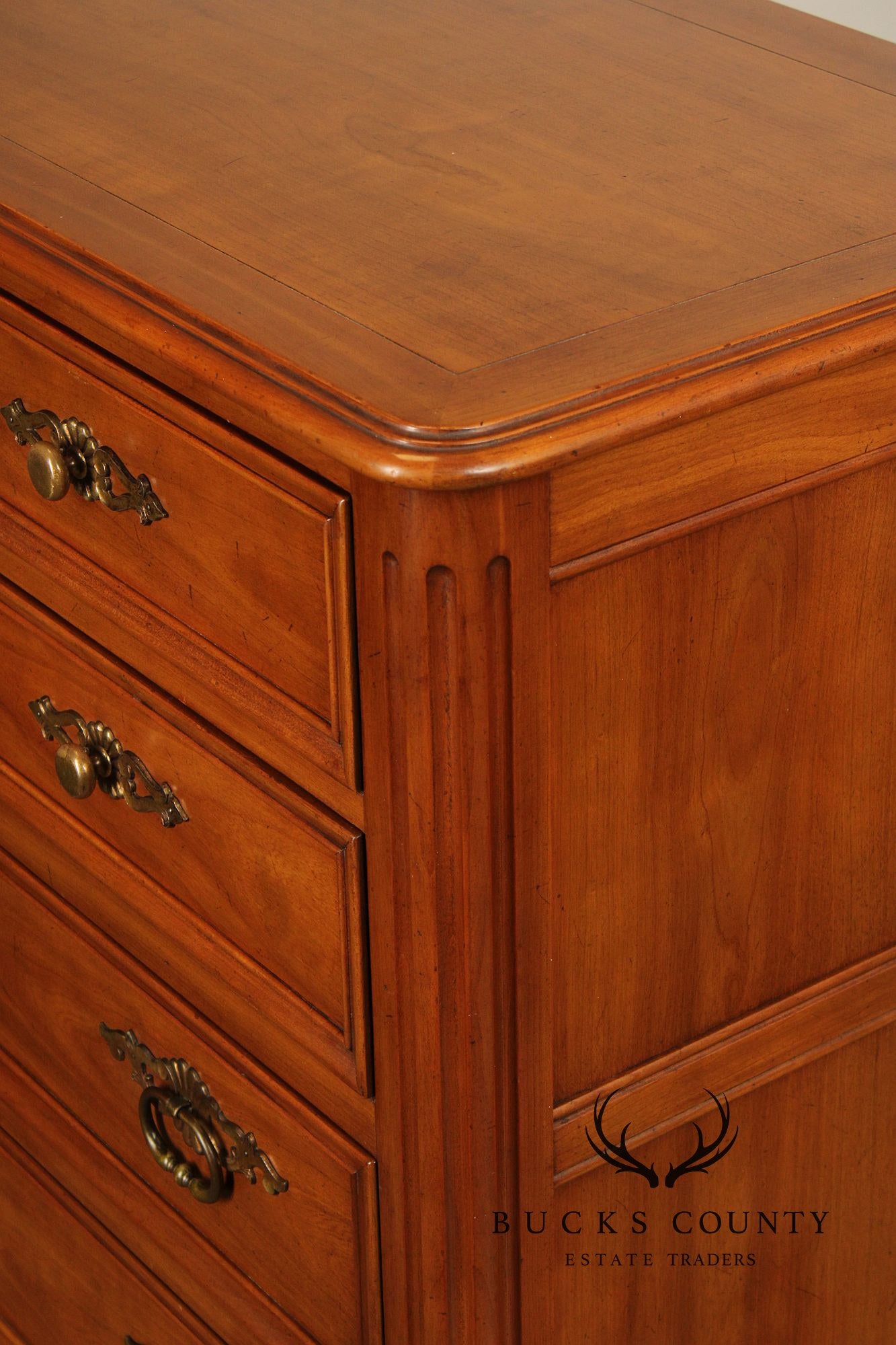 Kindel French Provincial Style Fruitwood Tall Chest