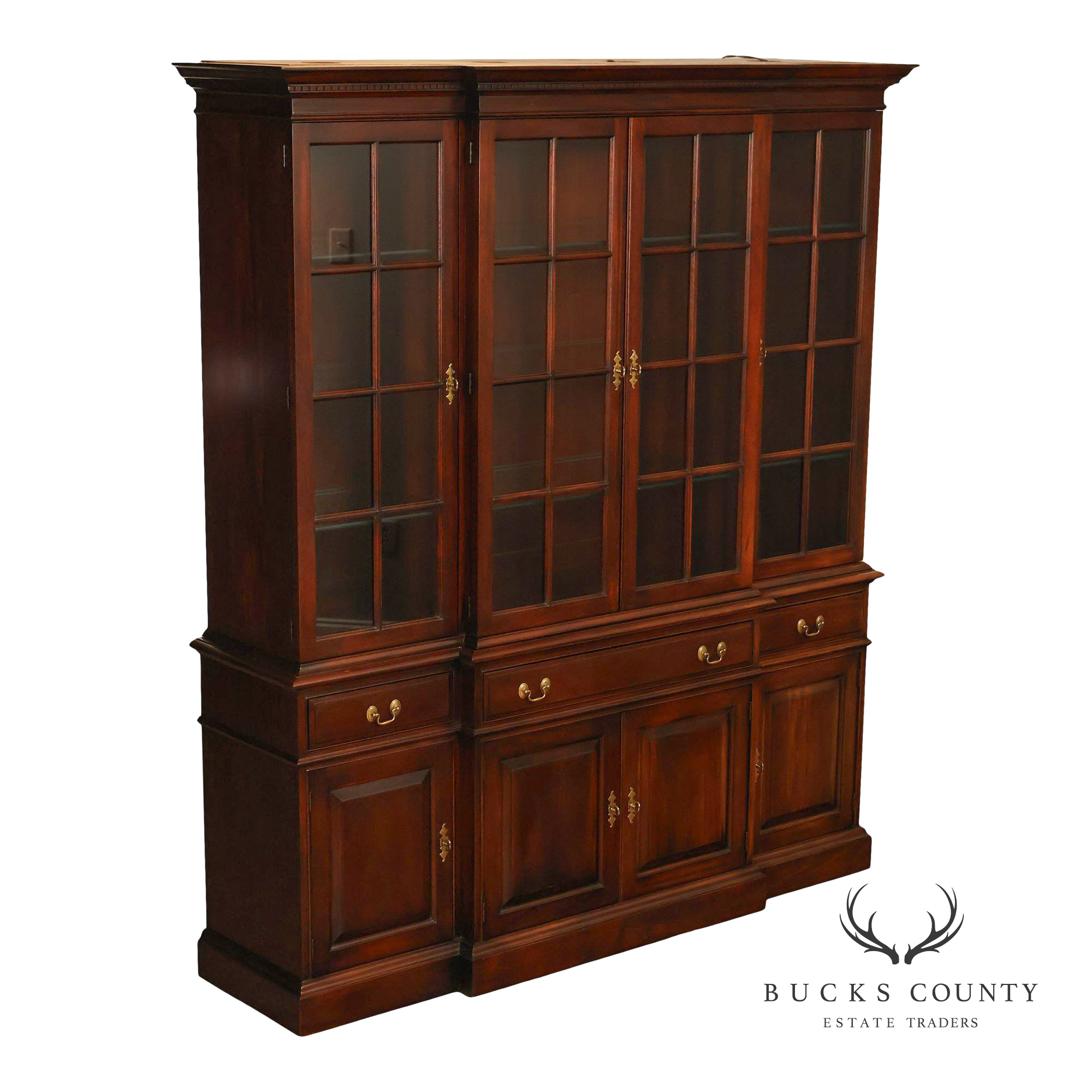 Pennsylvania House Chippendale Style Mahogany Breakfront China Cabinet