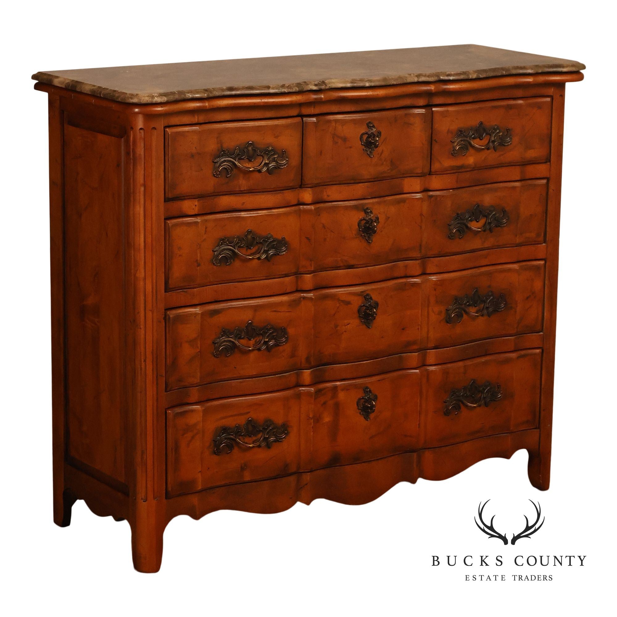 Century Furniture French Provincial Style Marble Top Chest