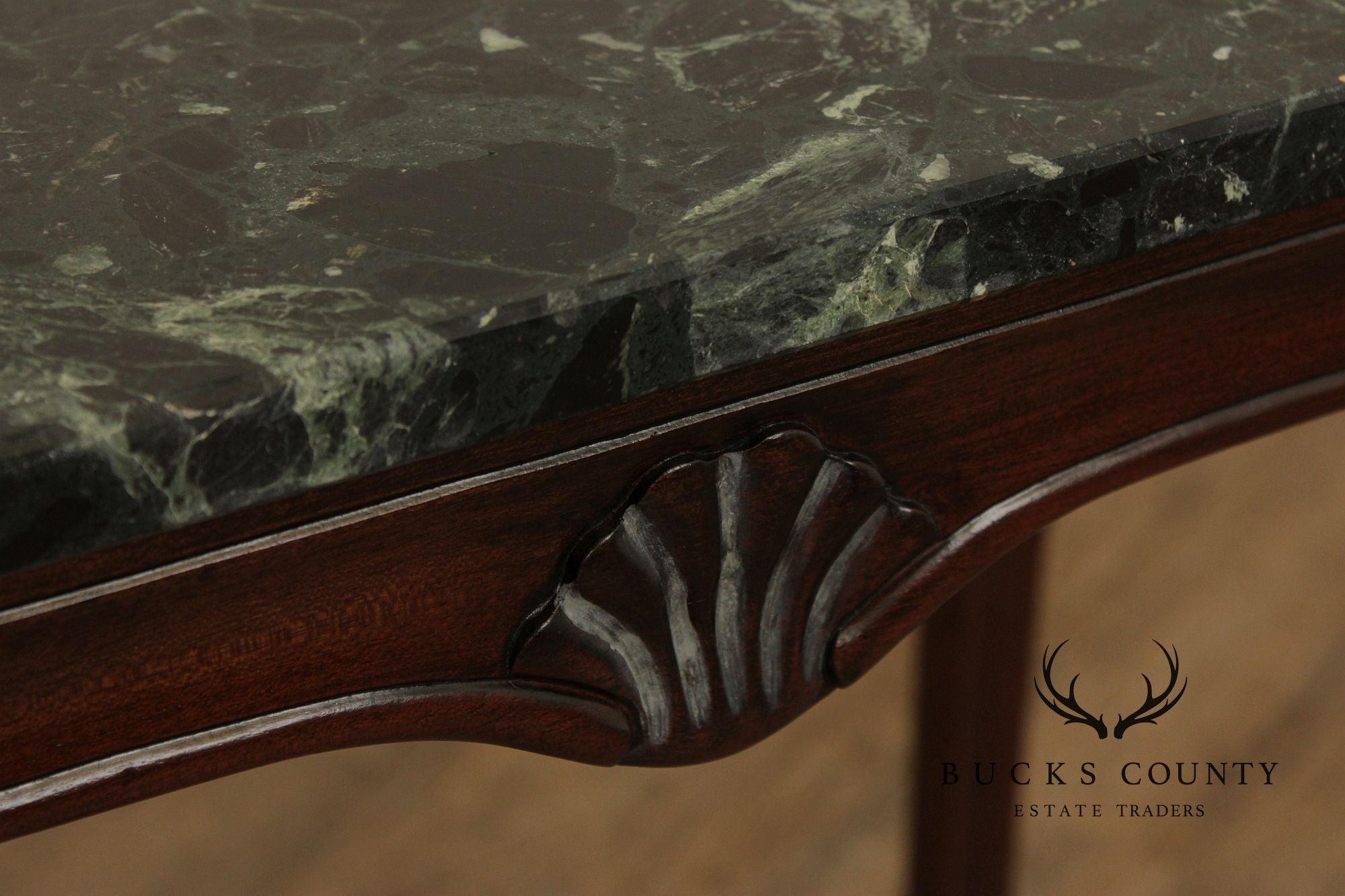 Rococo Style Set of Three Marble Top Mahogany Nesting Tables