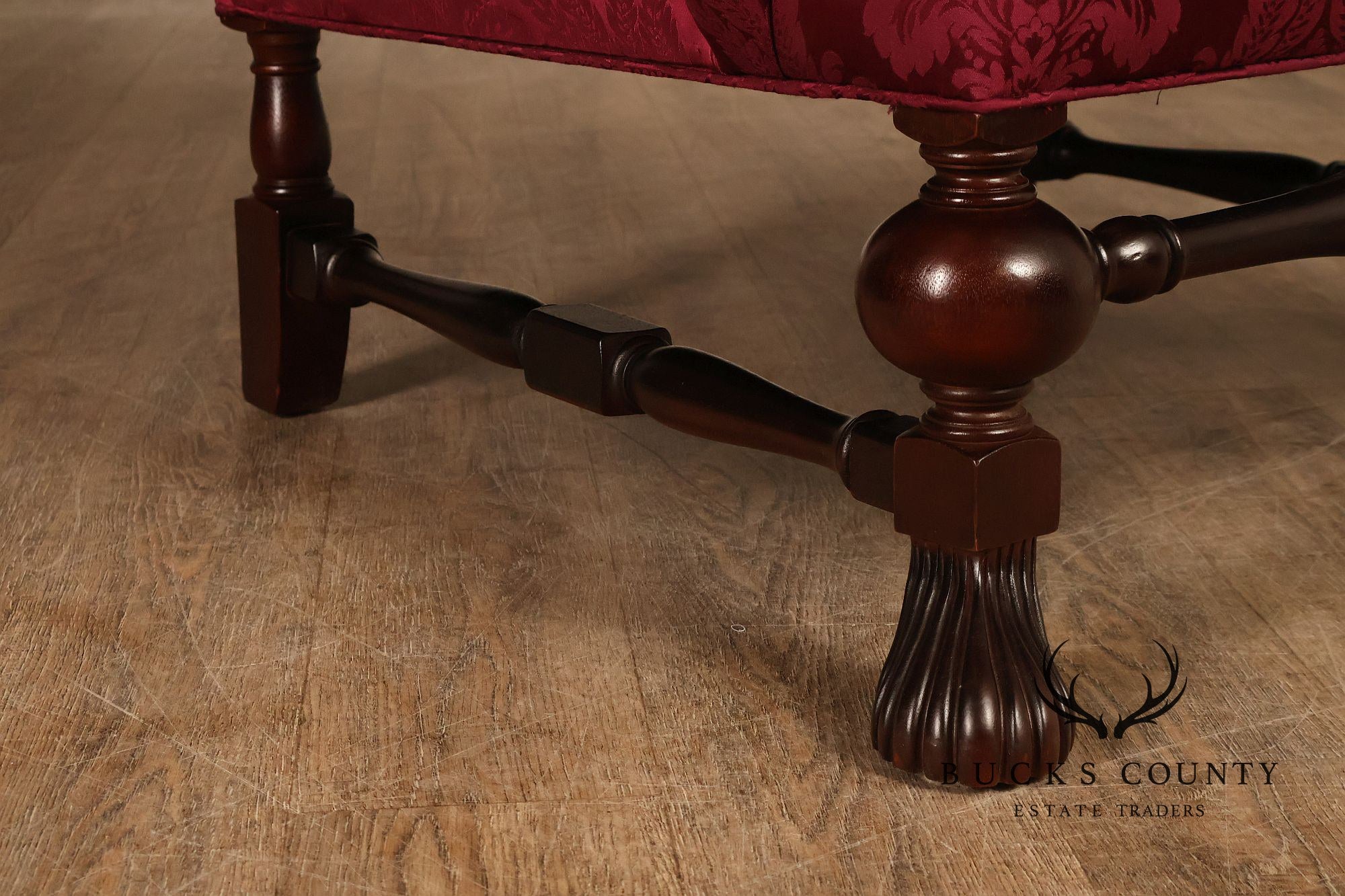 Baker Stately Homes Collection Pair of Carved Wingback Armchairs