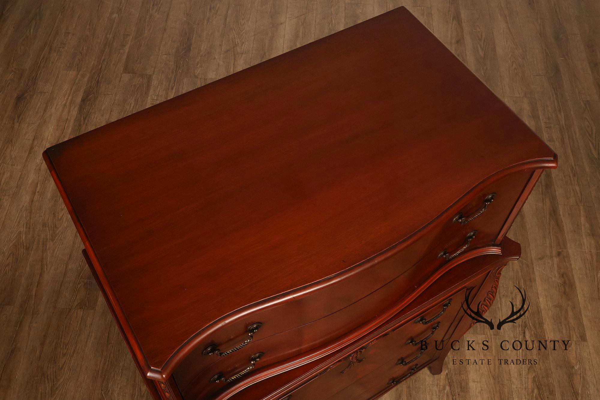 1940;s French Style Flame Mahogany Serpentine Chest-On-Chest