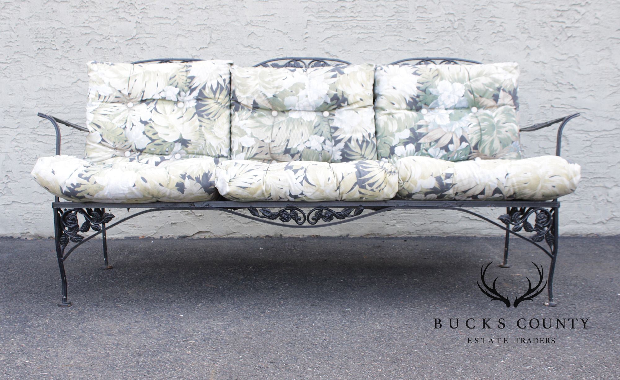 Meadowcraft Vintage Wrought Iron Outdoor Garden Sofa