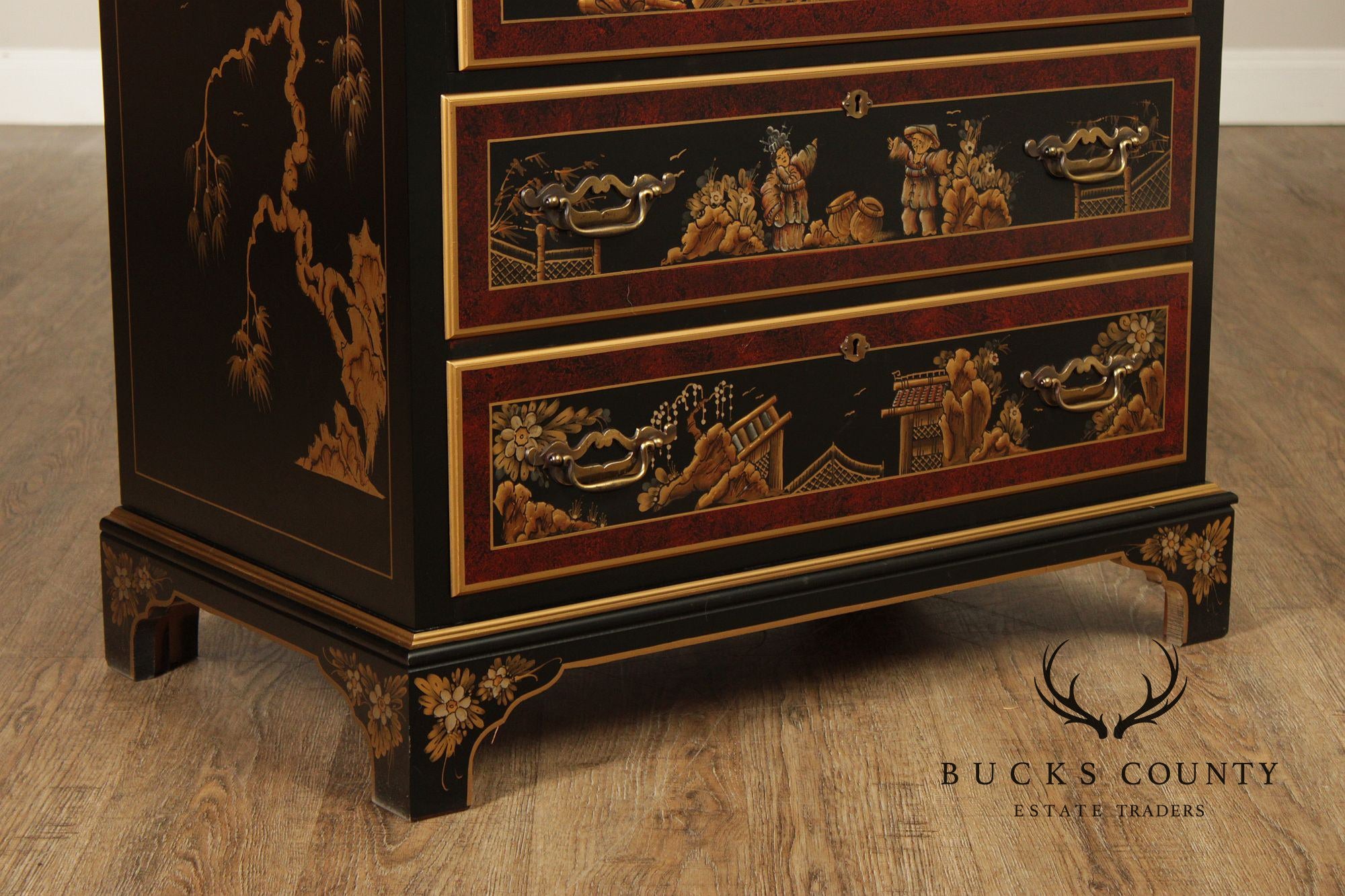 Maddox Colonial Hand Painted Chinoiserie Secretary Desk