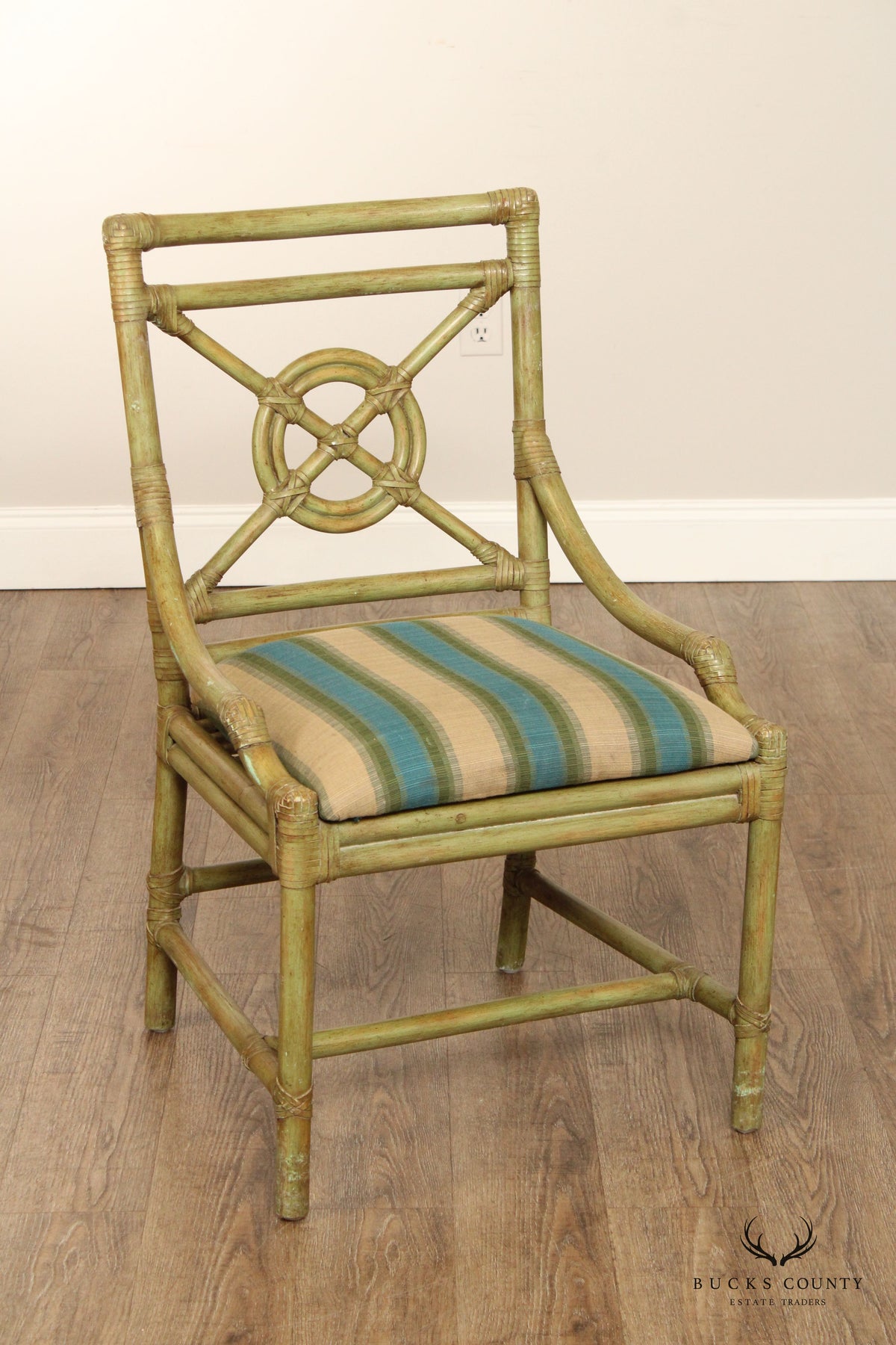 Surfside Casual Furniture Mid Century Modern Set of Four Rattan Dining Chairs