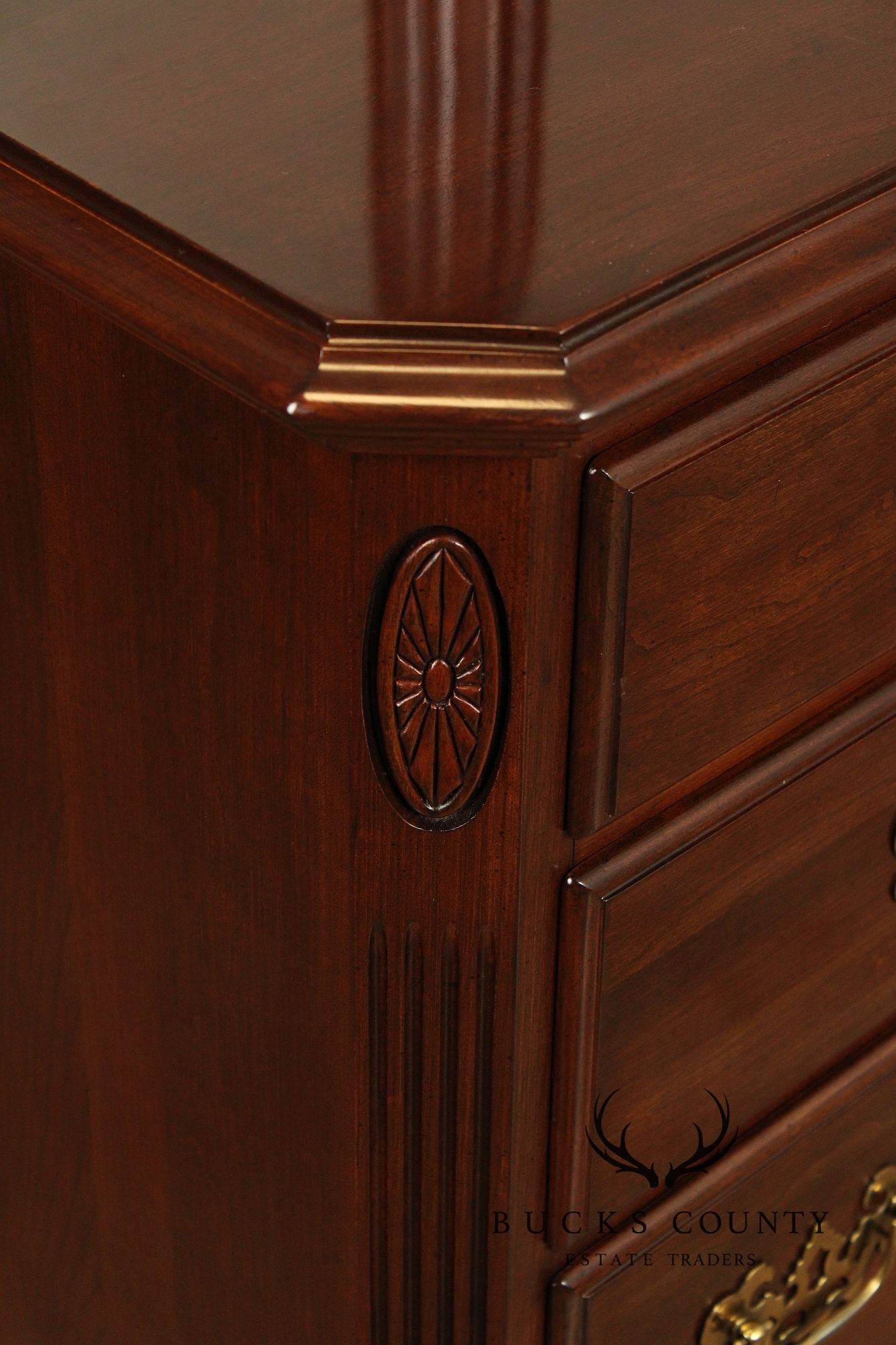 ETHAN ALLEN GEORGIAN COURT CHERRY DRESSER WITH TRI-FOLD MIRROR