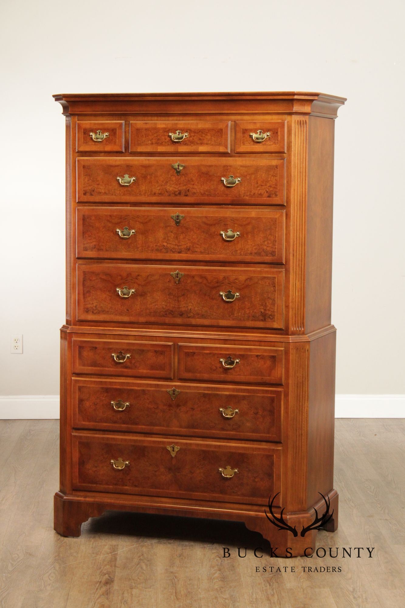 Century British National Trust Collection Burlwood Chest on Chest