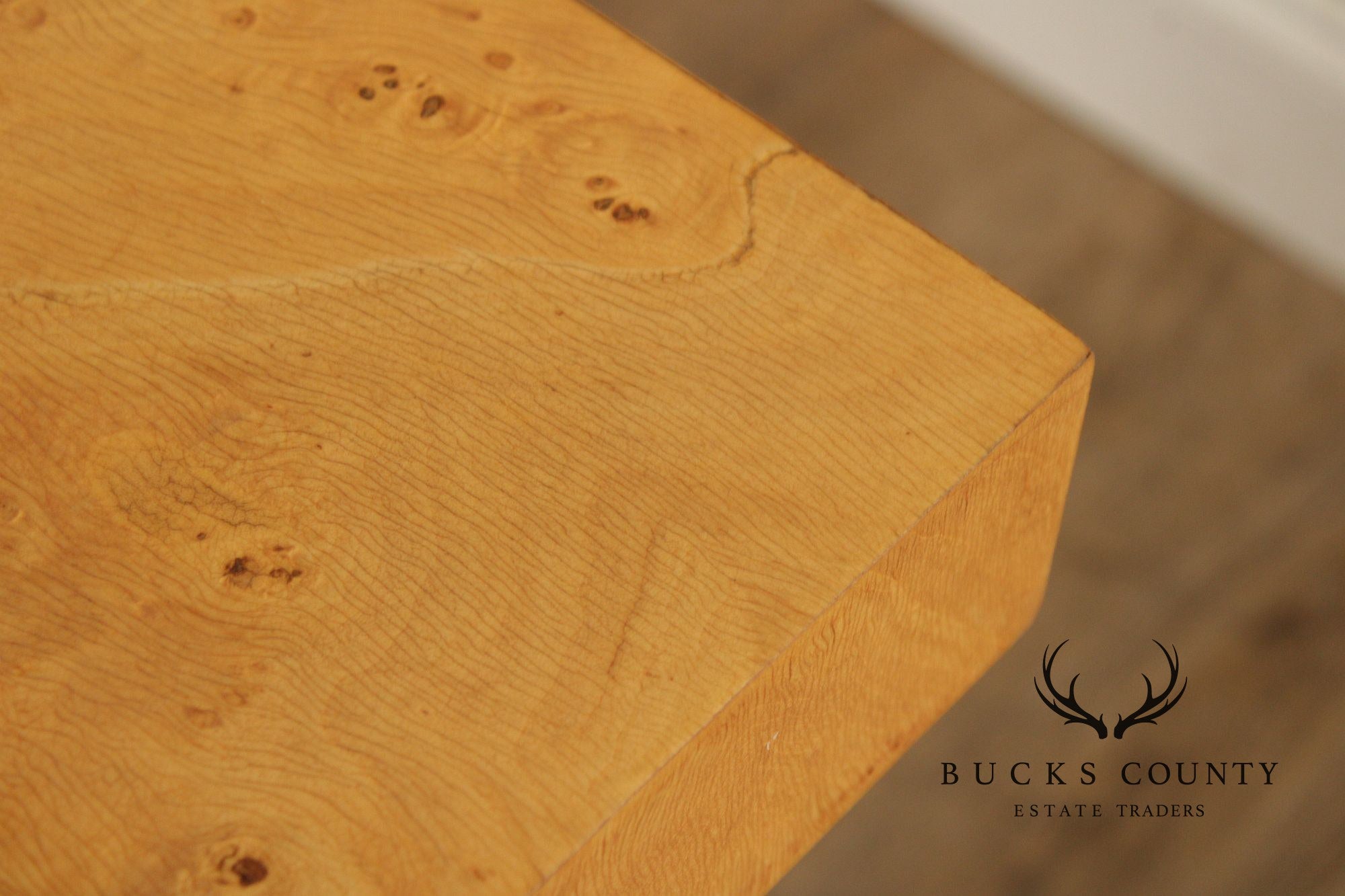 Milo Baughman Style Burlwood Extension Dining Table with 2 Leaves