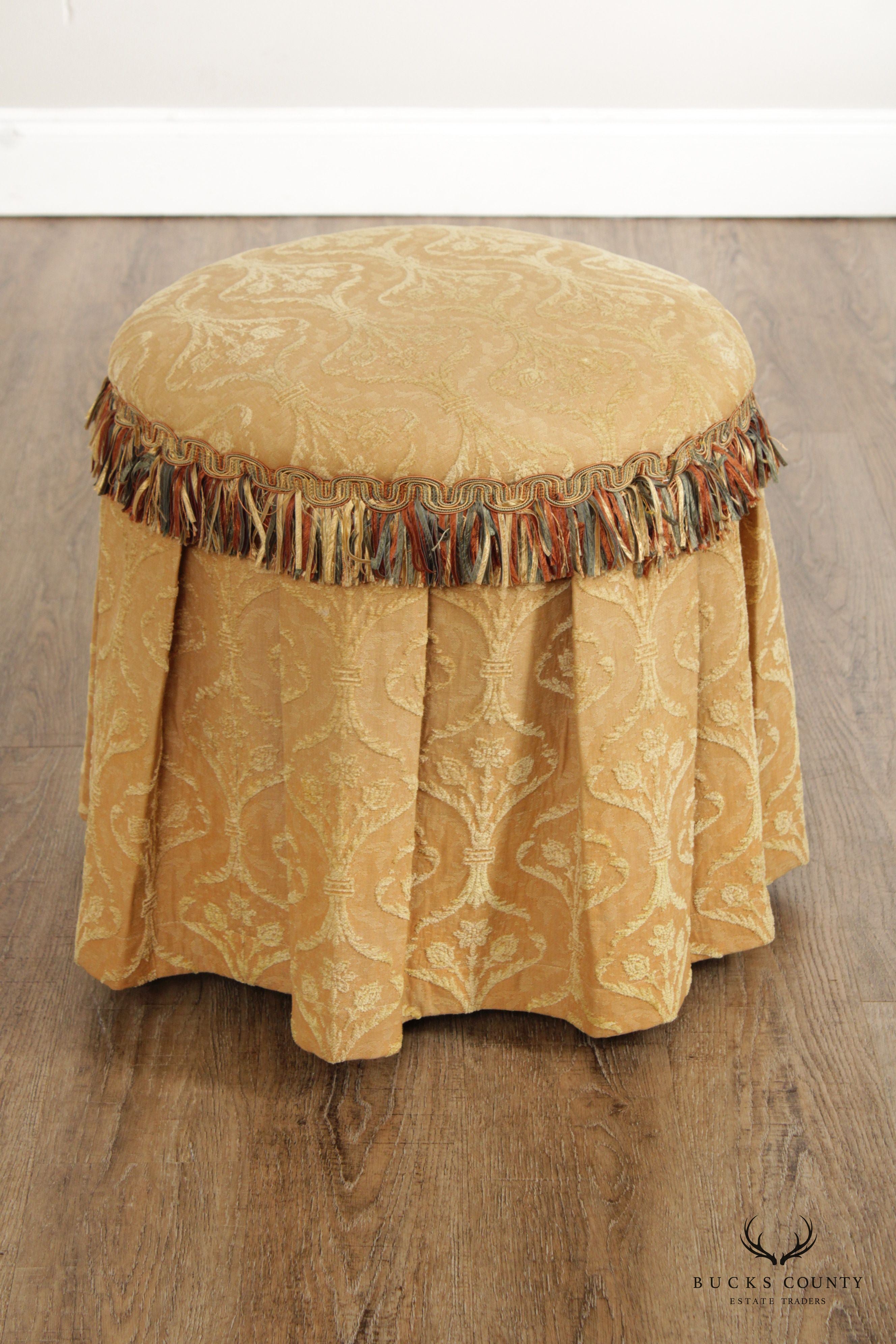 Traditional Custom Upholstered Round Vanity Stool
