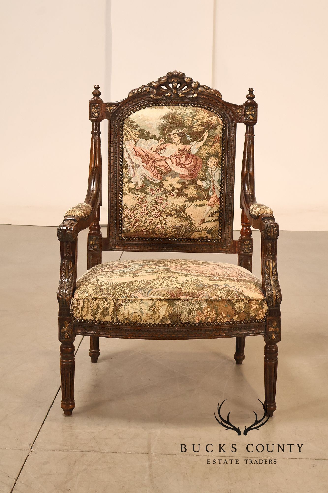 Italian Louis XVI Style Carved Throne Chair