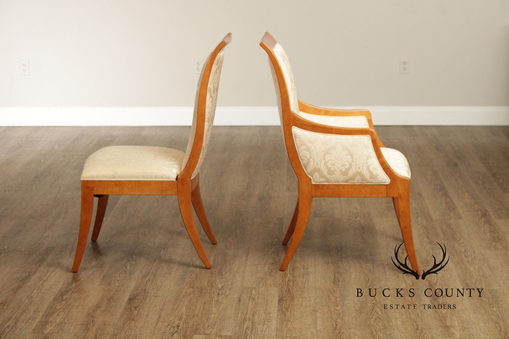 Hickory White Empire Style Set of Eight Maple Dining Chairs