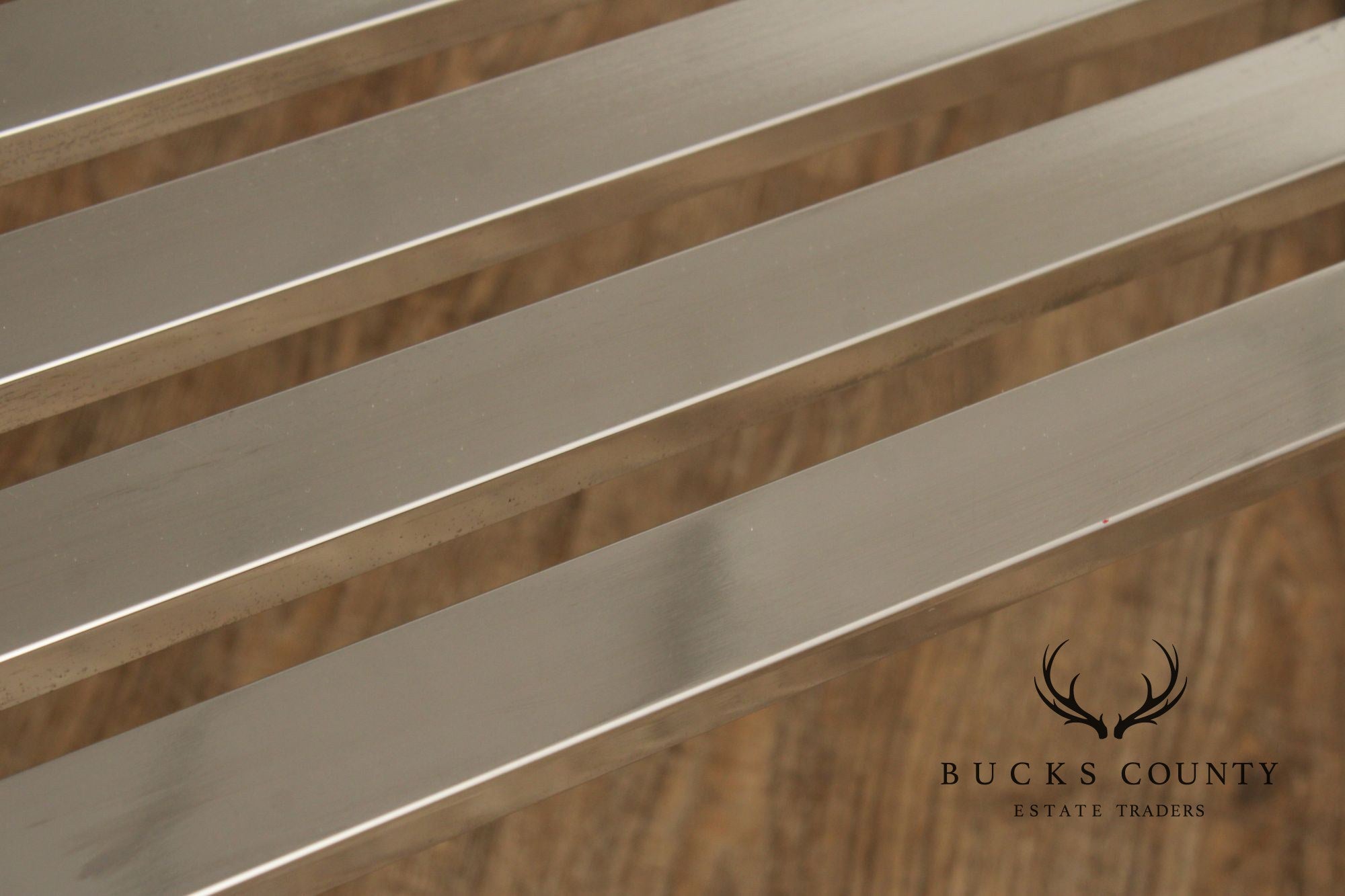 Design Institute of America Modern Slatted Chrome Bench