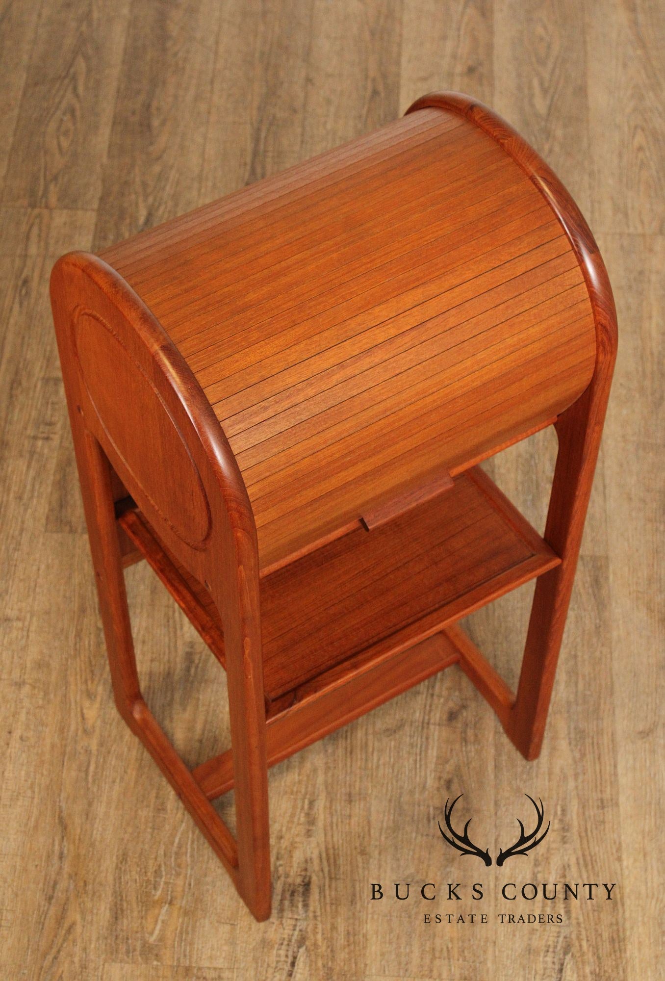 Danish Modern Teak Roll Top Telephone Stand